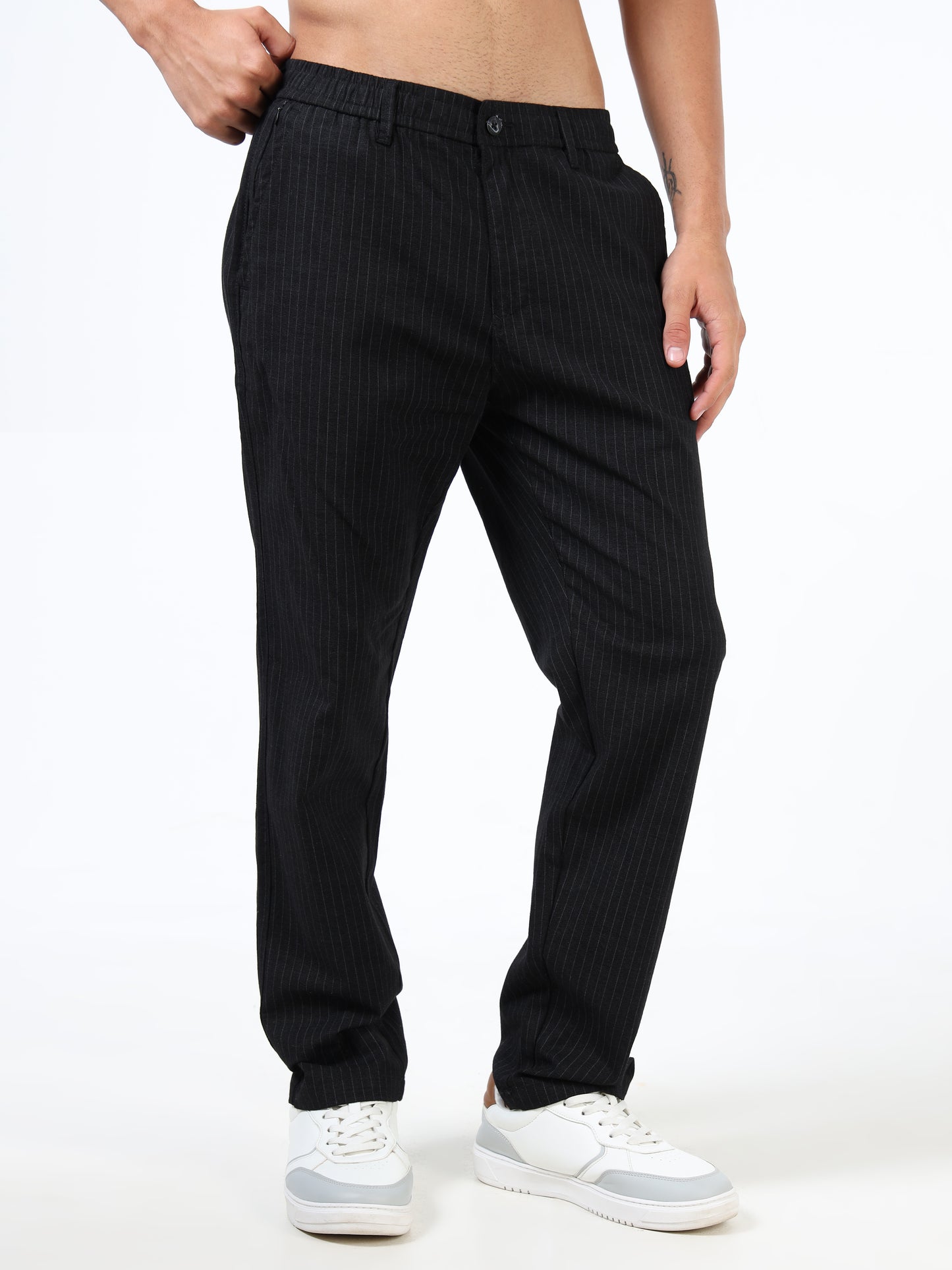 Pinstripe relaxed trousers