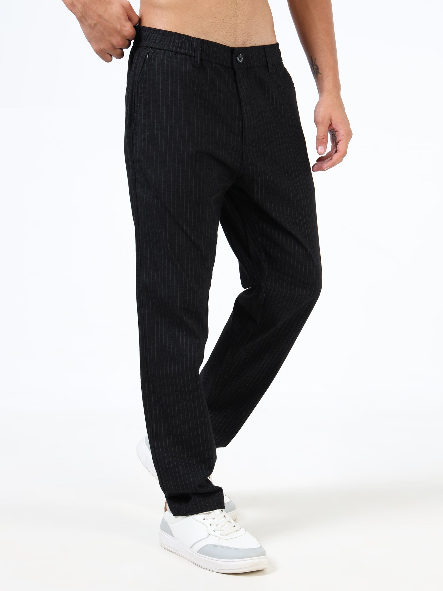 Pinstripe relaxed trousers