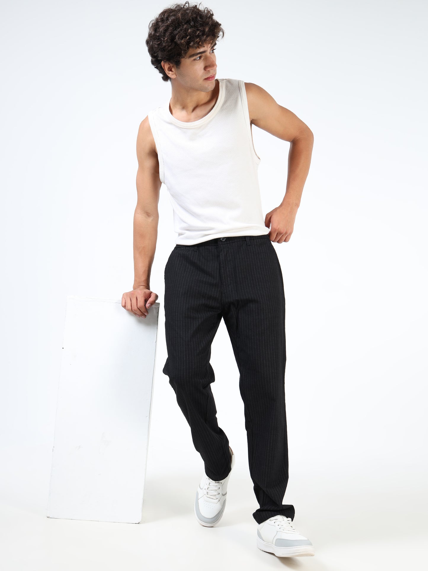 Pinstripe relaxed trousers