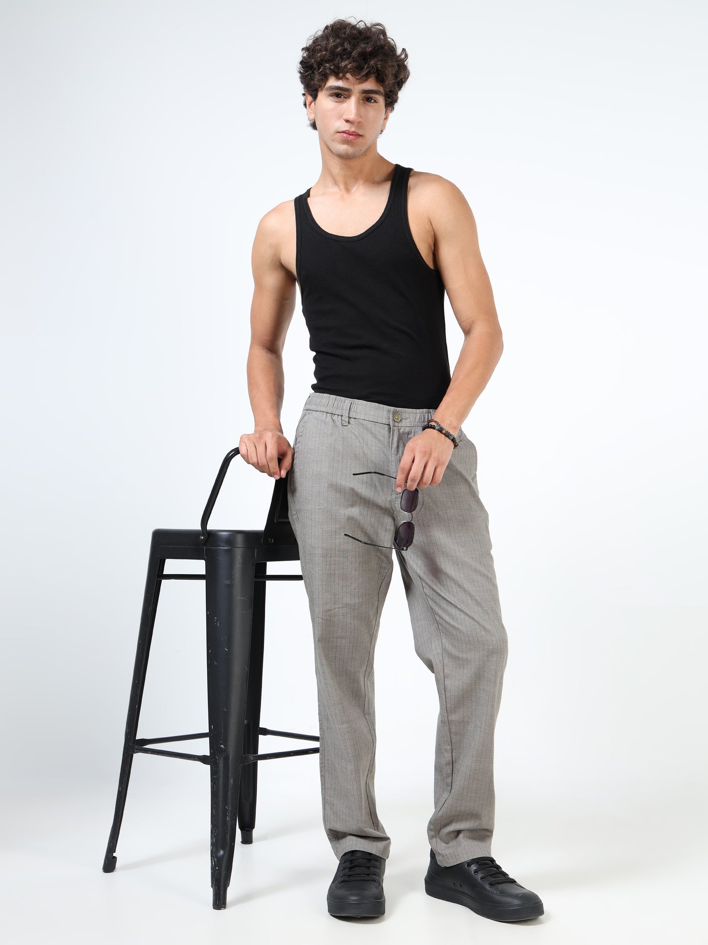 Pinstripe relaxed trousers