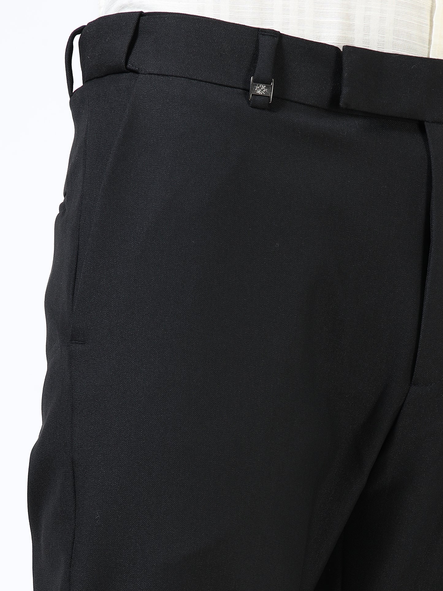 Pinstripe Flexi-waist formal trousers.