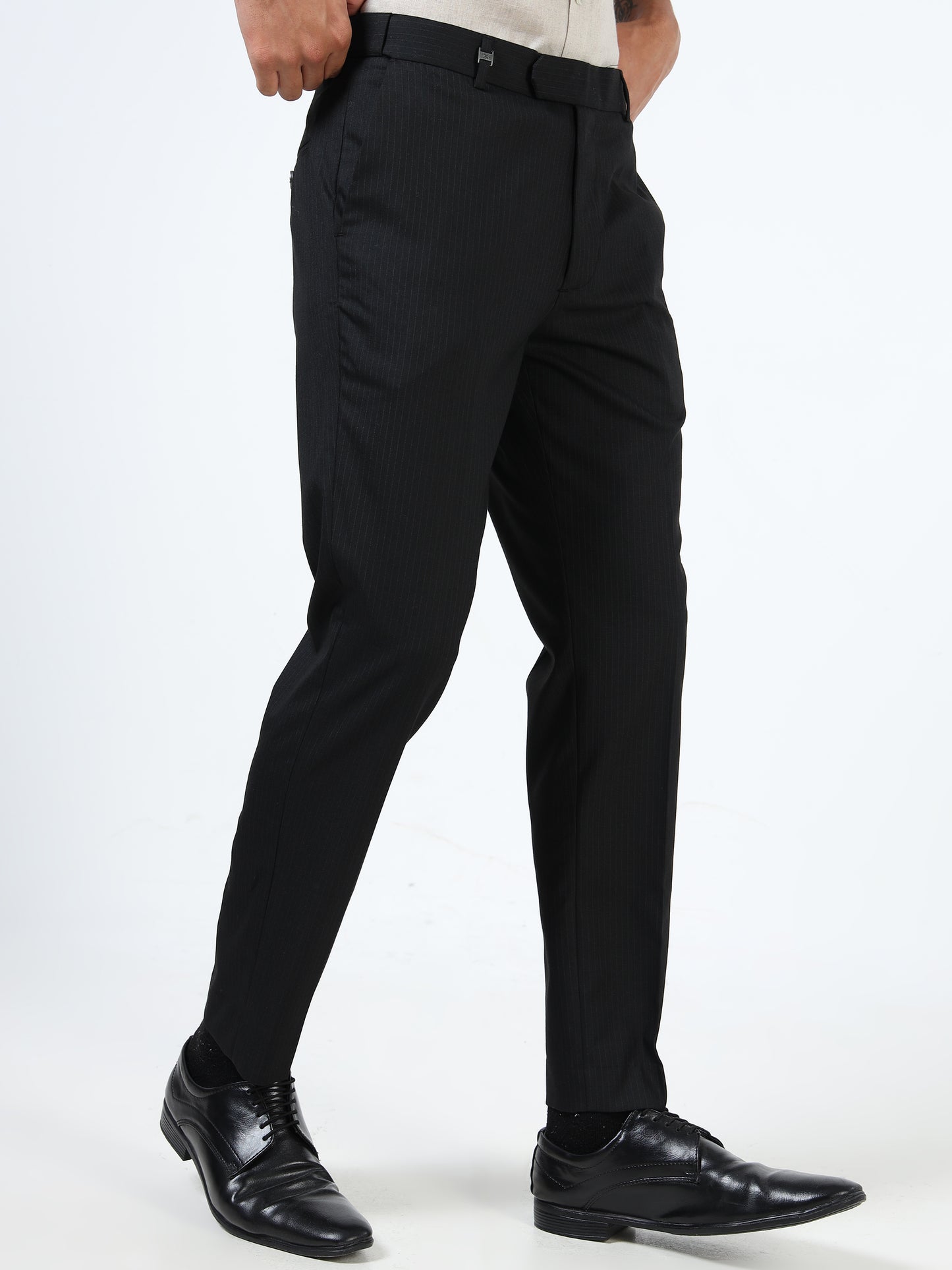 Soft Iron Flexi Tailored Trouser In Black