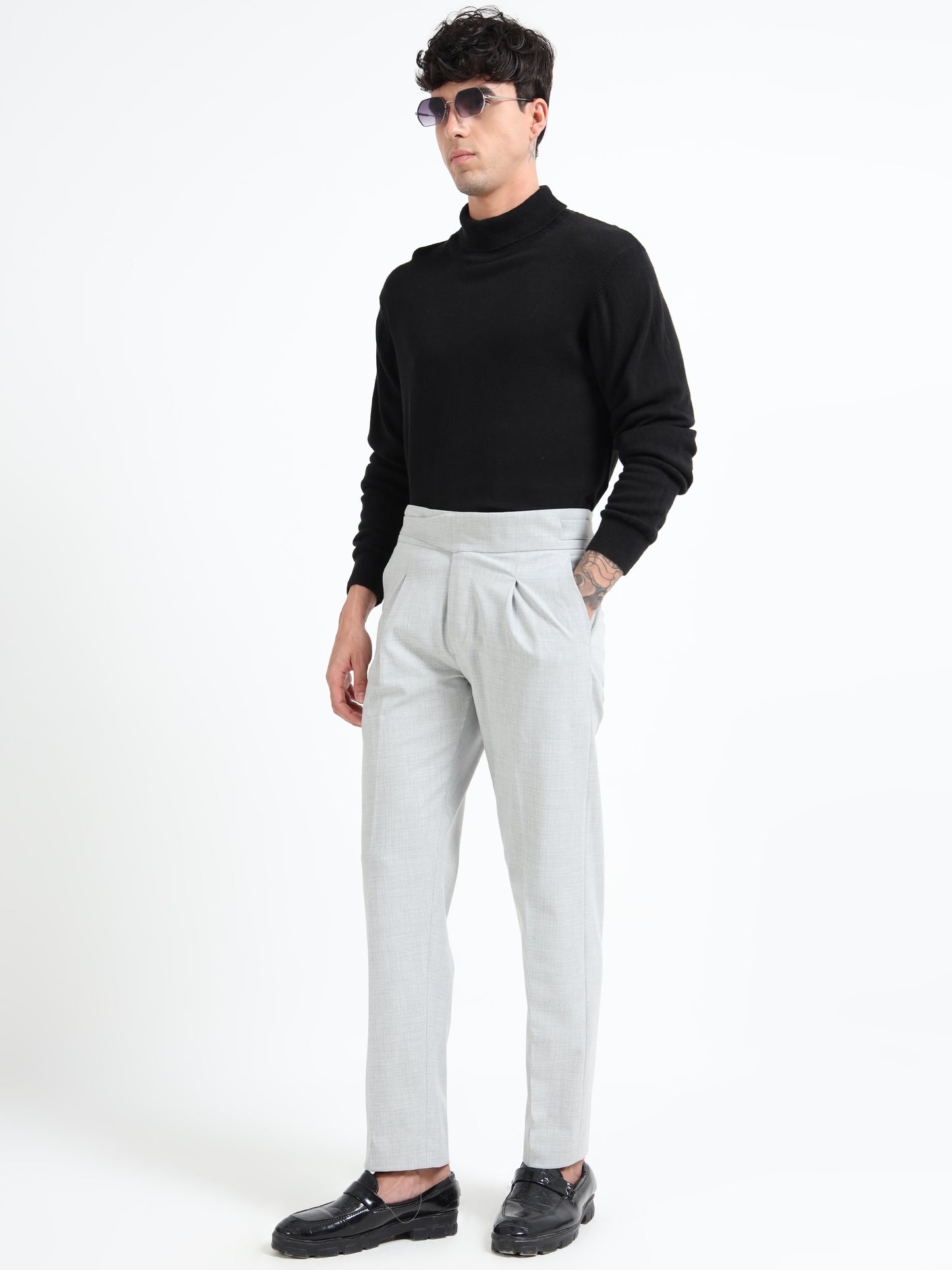 Light Grey Micro Check Gurkha pants
