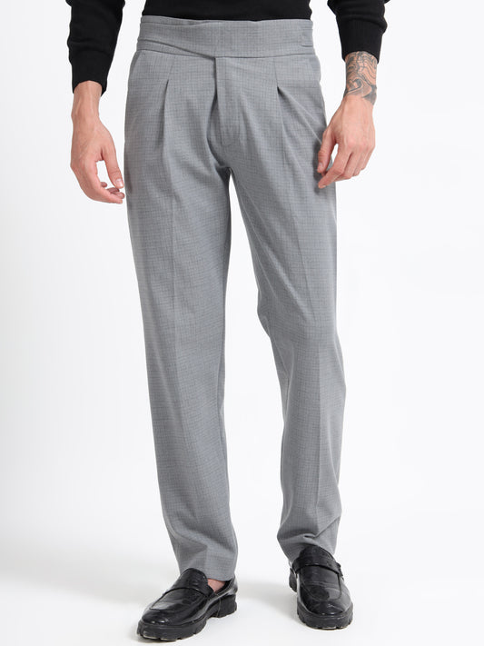 Grey Micro Check Gurkha pants
