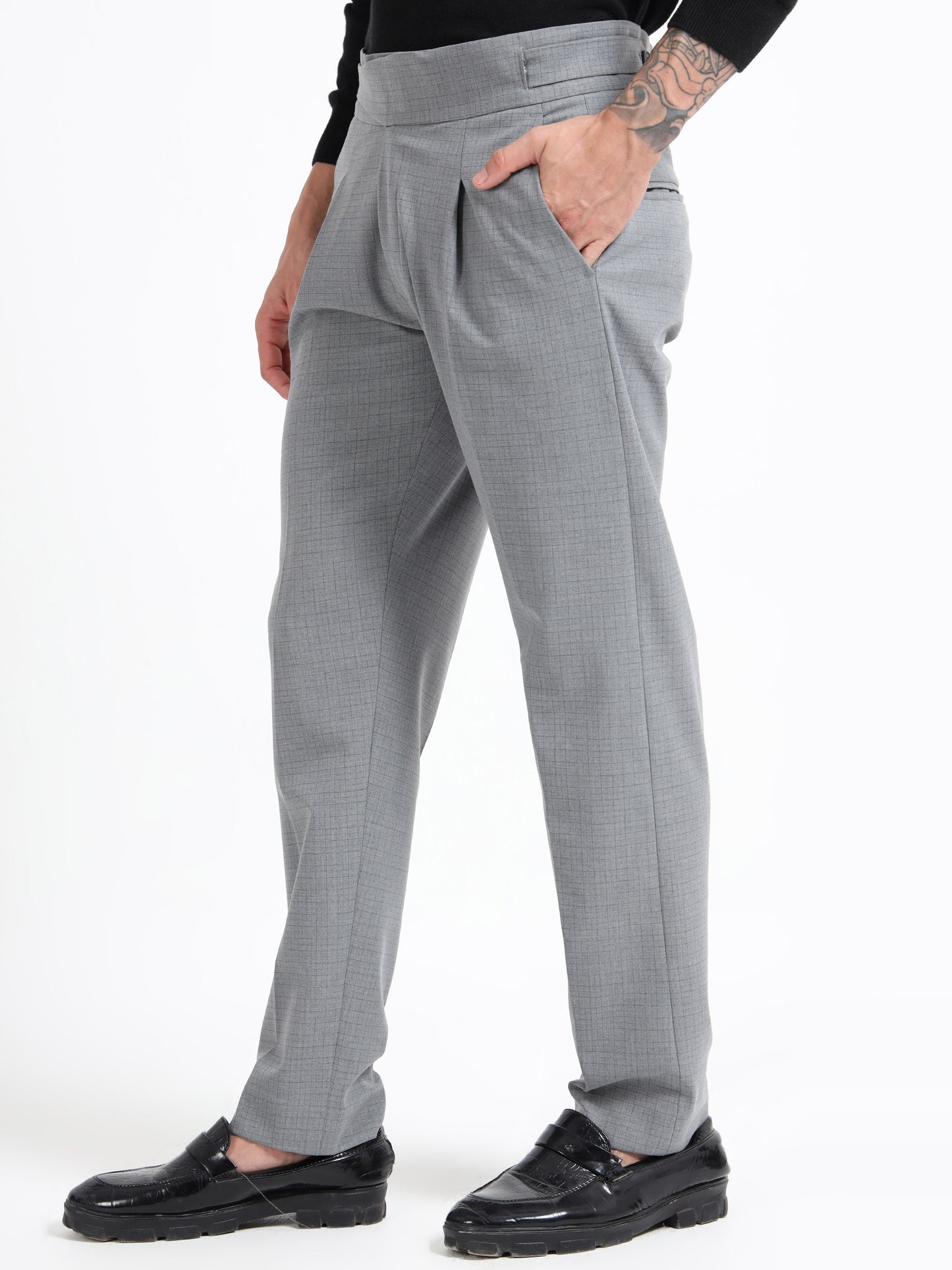 Grey Micro Check Gurkha pants