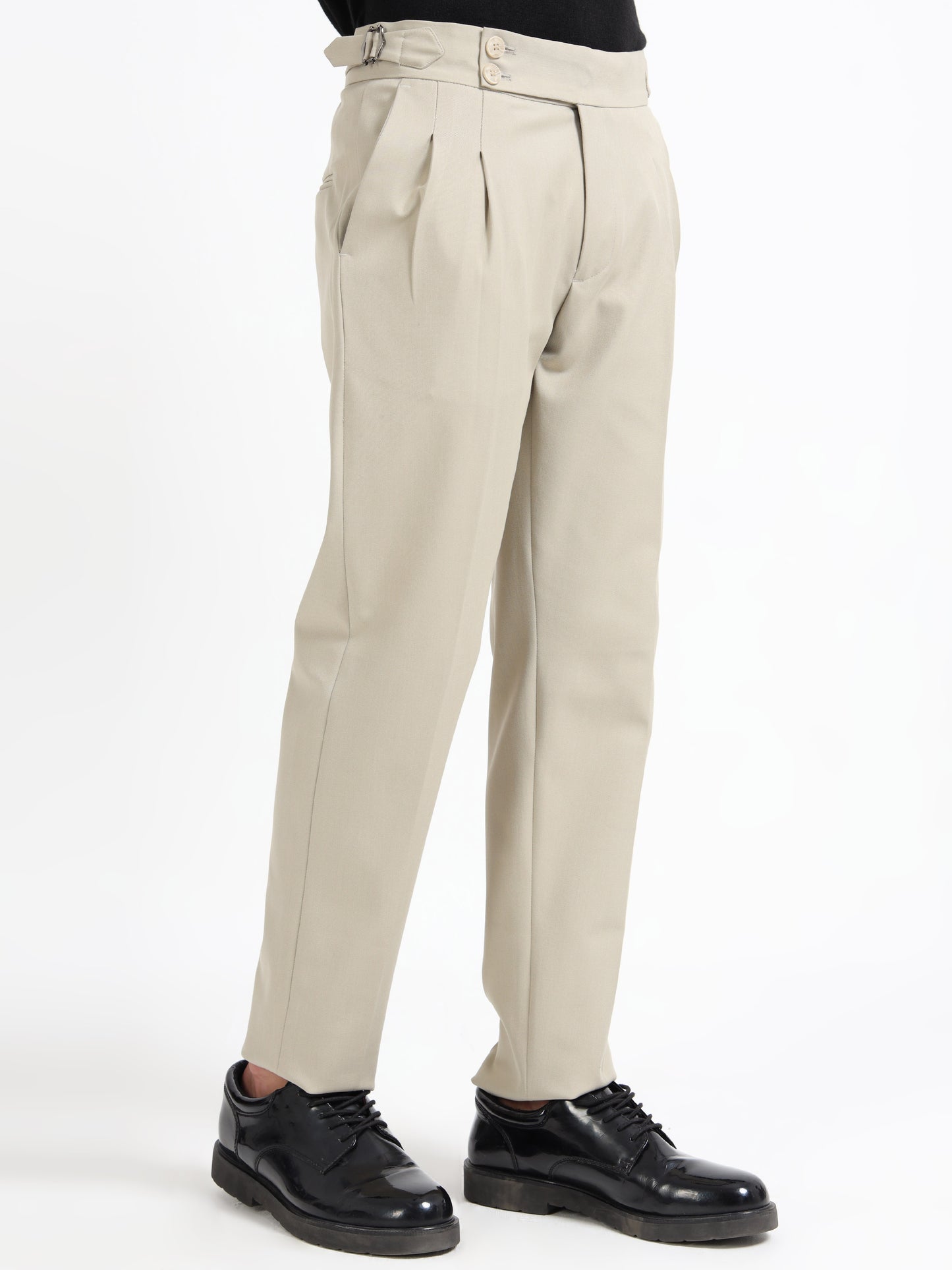 Beige Double Pleated - Gurkha Pants