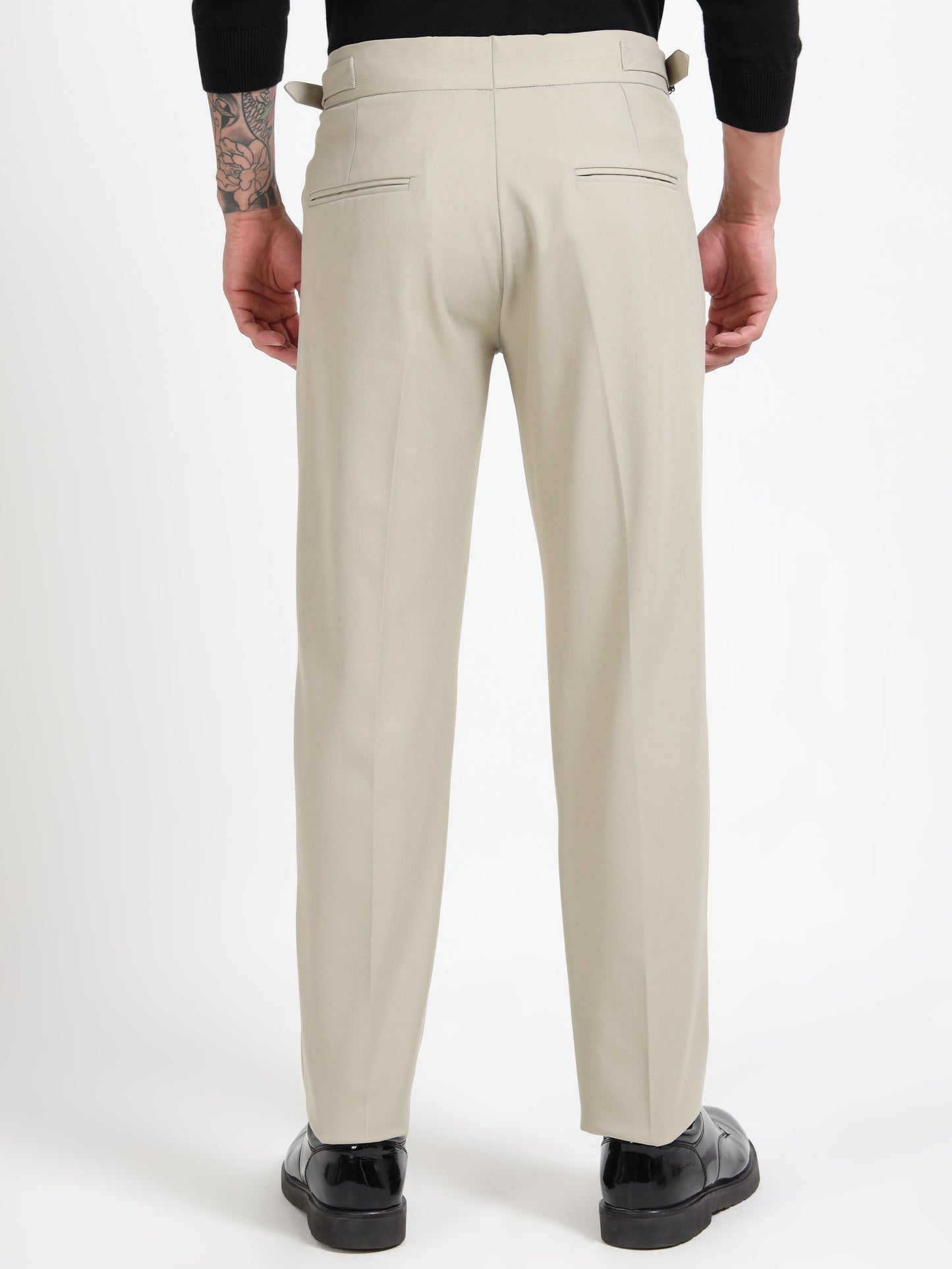 Beige Double Pleated - Gurkha Pants
