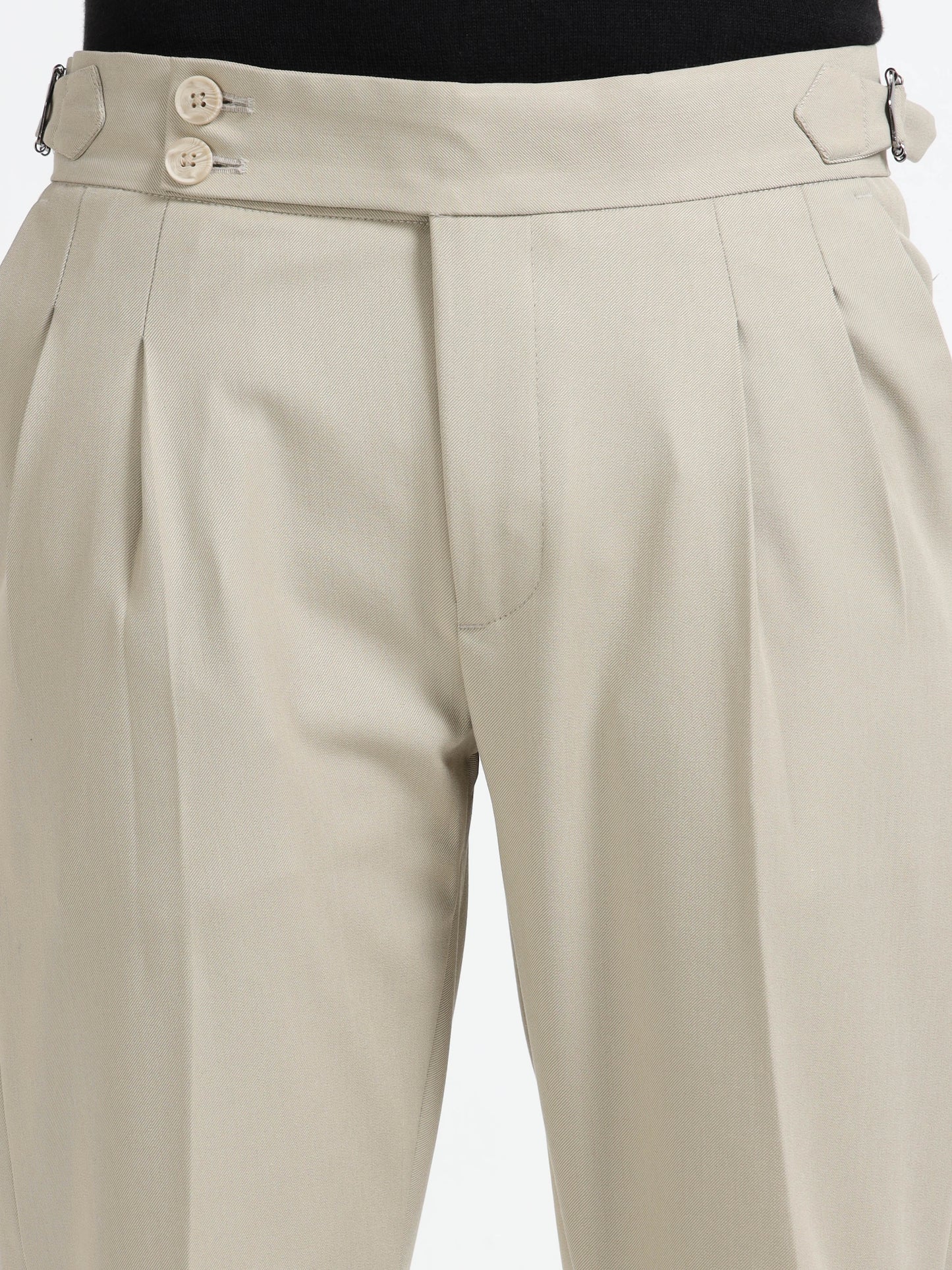 Beige Double Pleated - Gurkha Pants