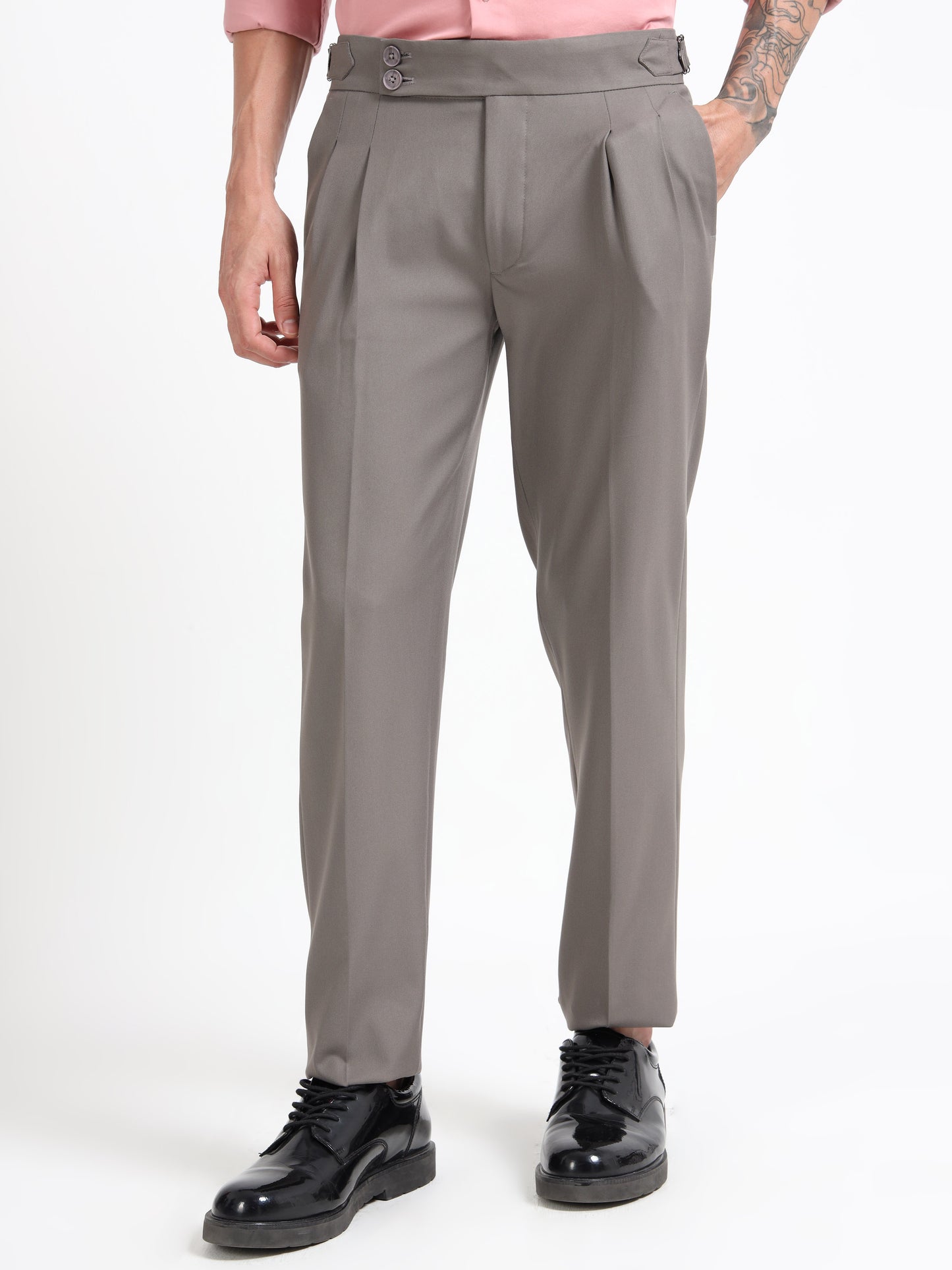 Grey Double Pleated - Gurkha Pants