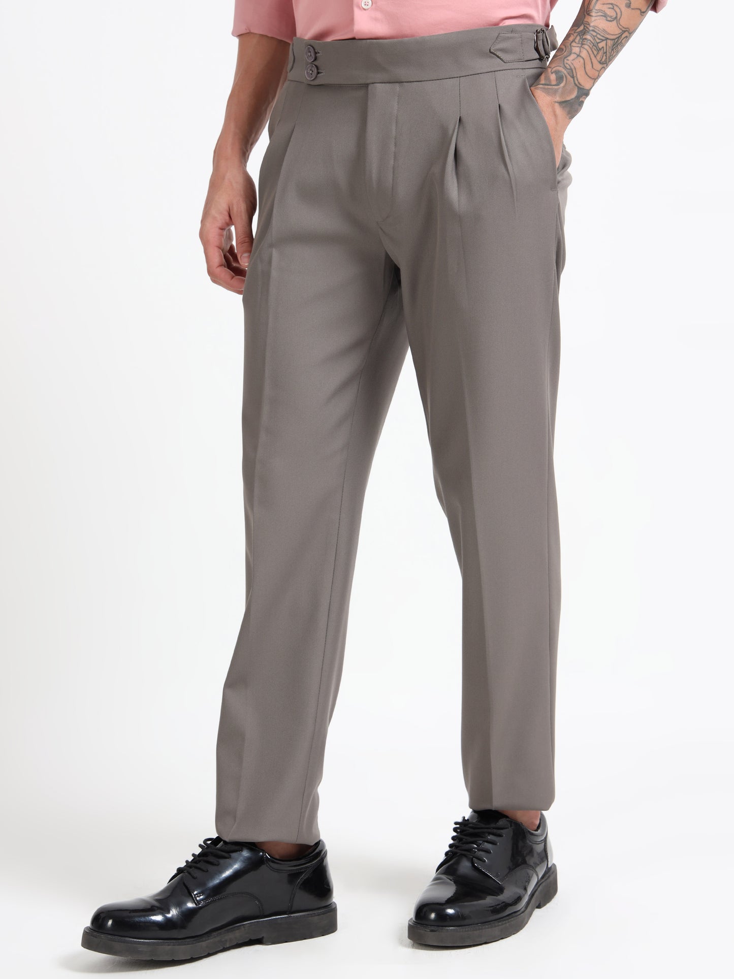 Grey Double Pleated - Gurkha Pants