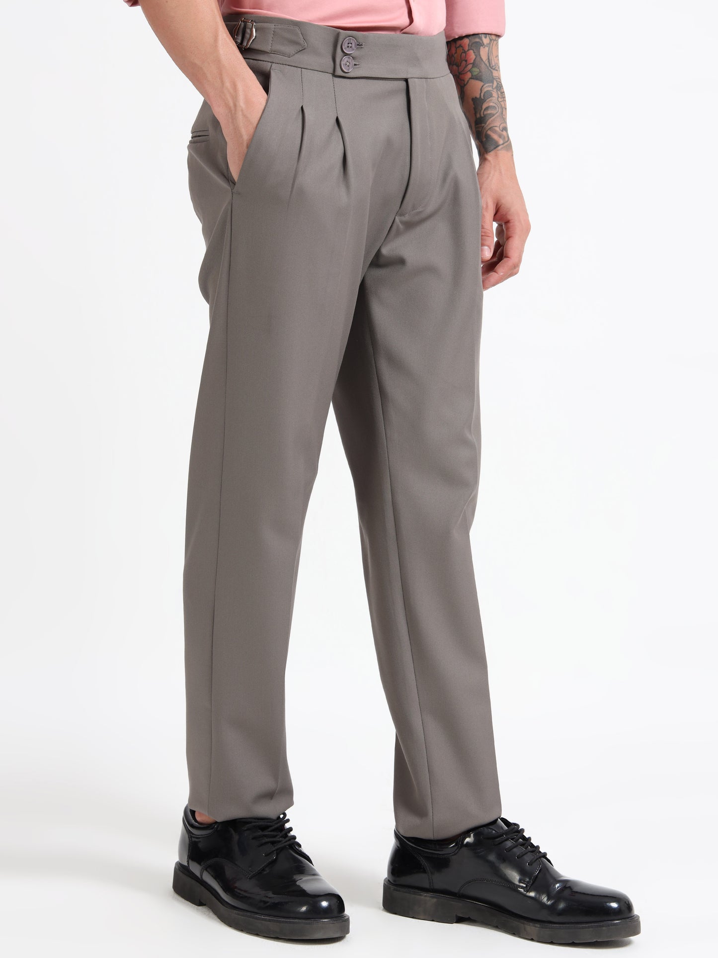 Grey Double Pleated - Gurkha Pants