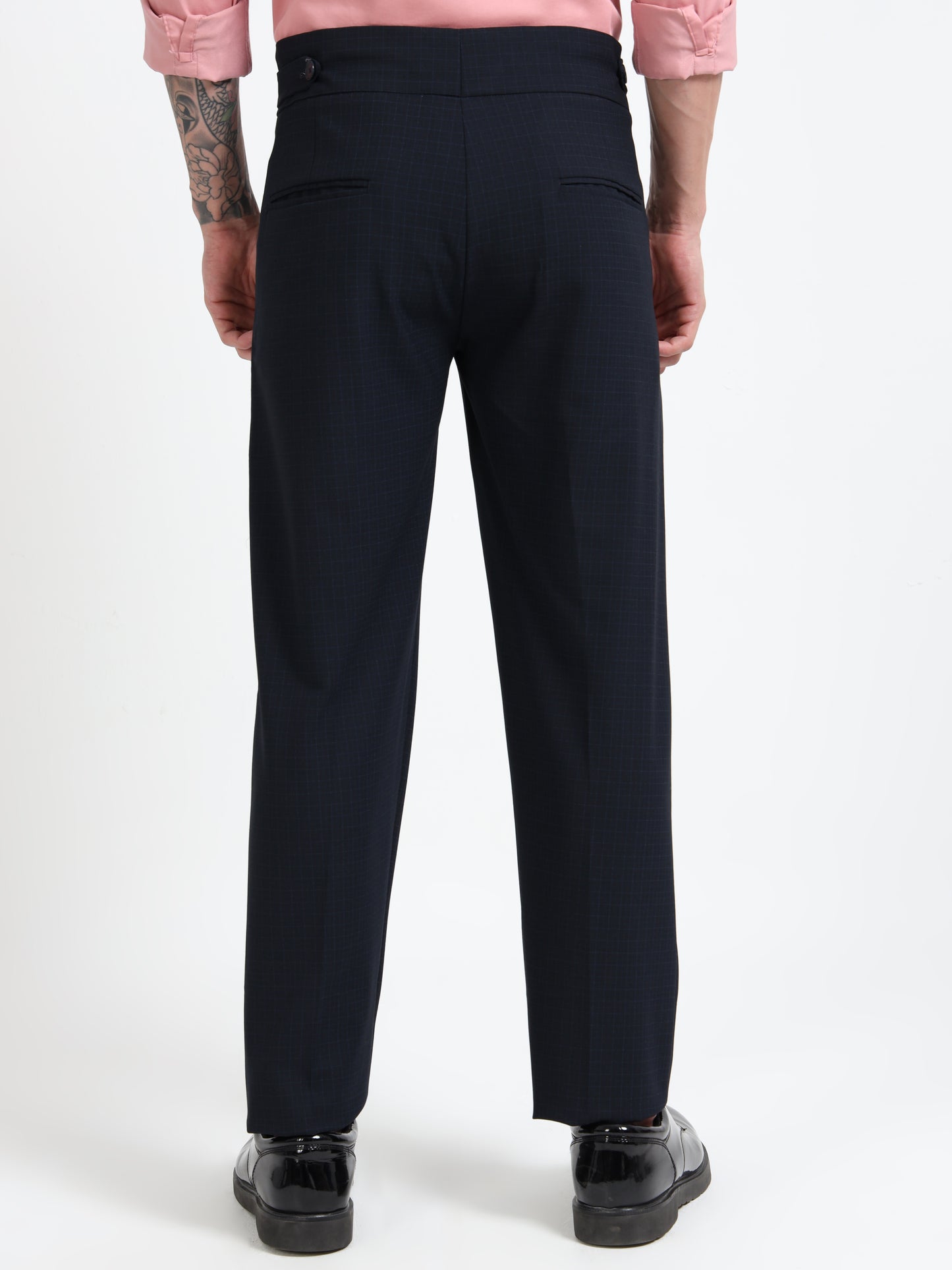 Navy Micro Check Gurkha pants