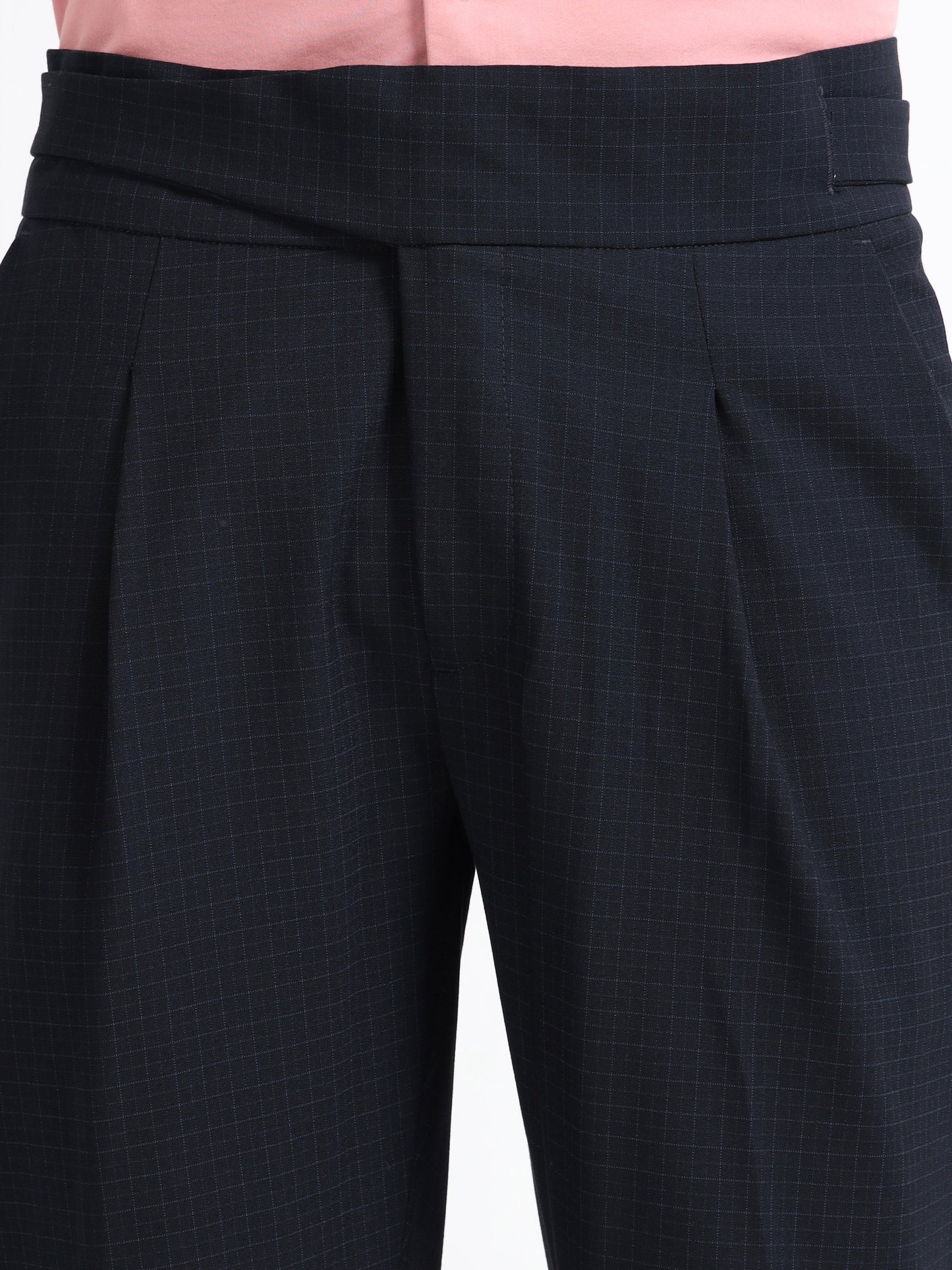 Navy Micro Check Gurkha pants