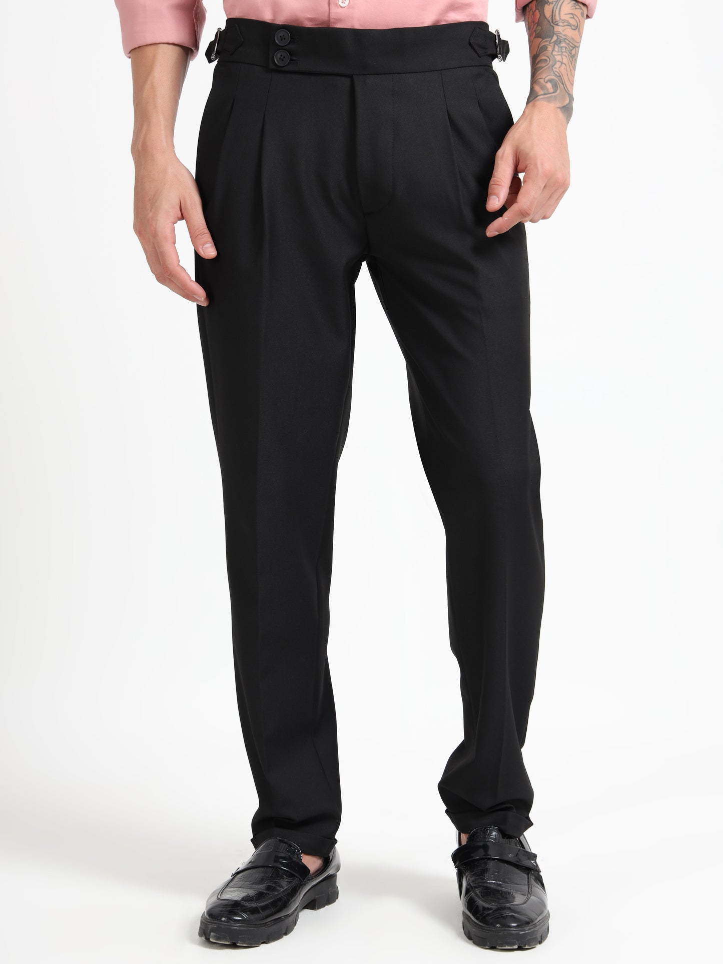 Jet Black Double Pleated - Gurkha Pants