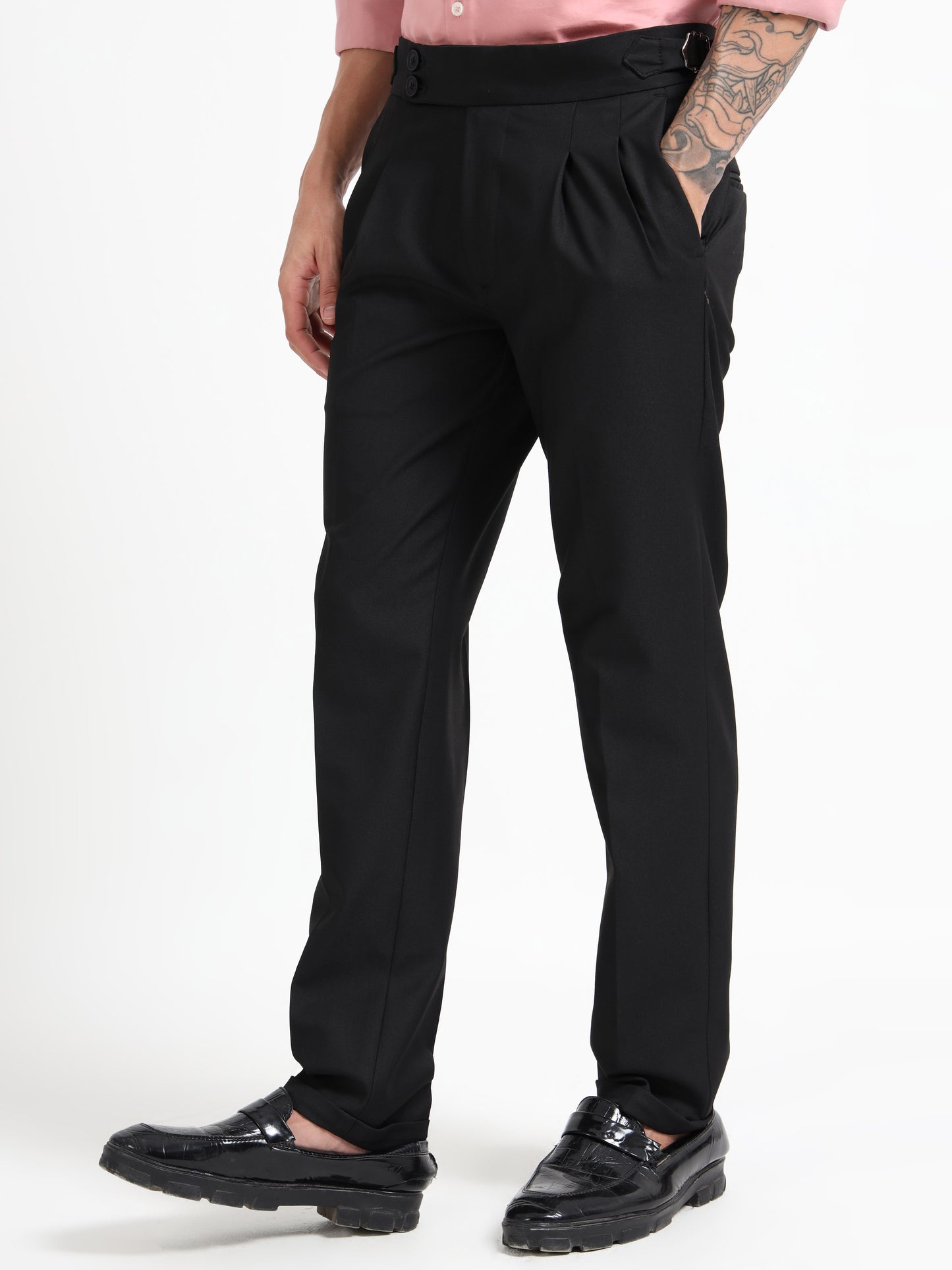 Jet Black Double Pleated - Gurkha Pants