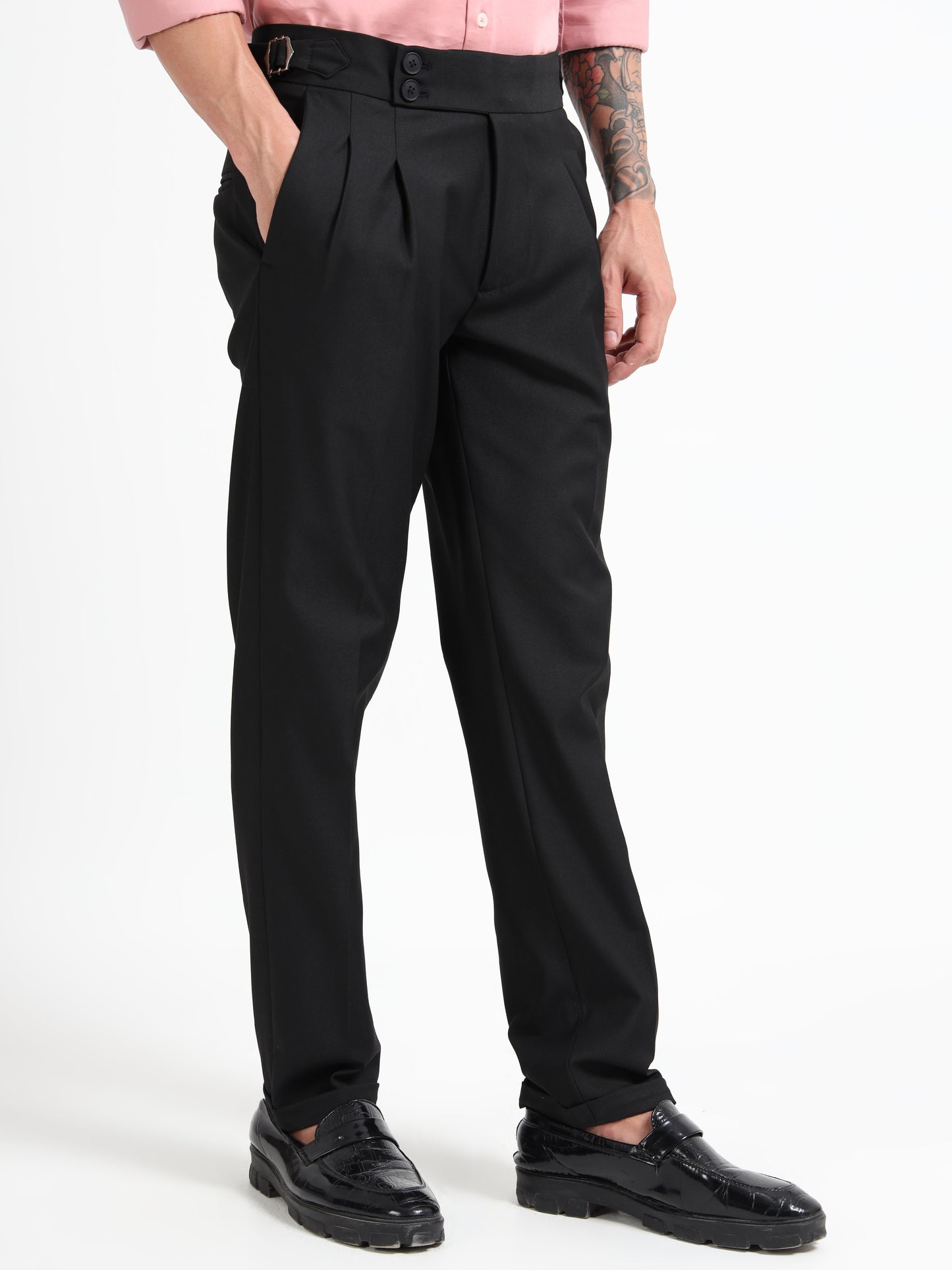 Jet Black Double Pleated - Gurkha Pants
