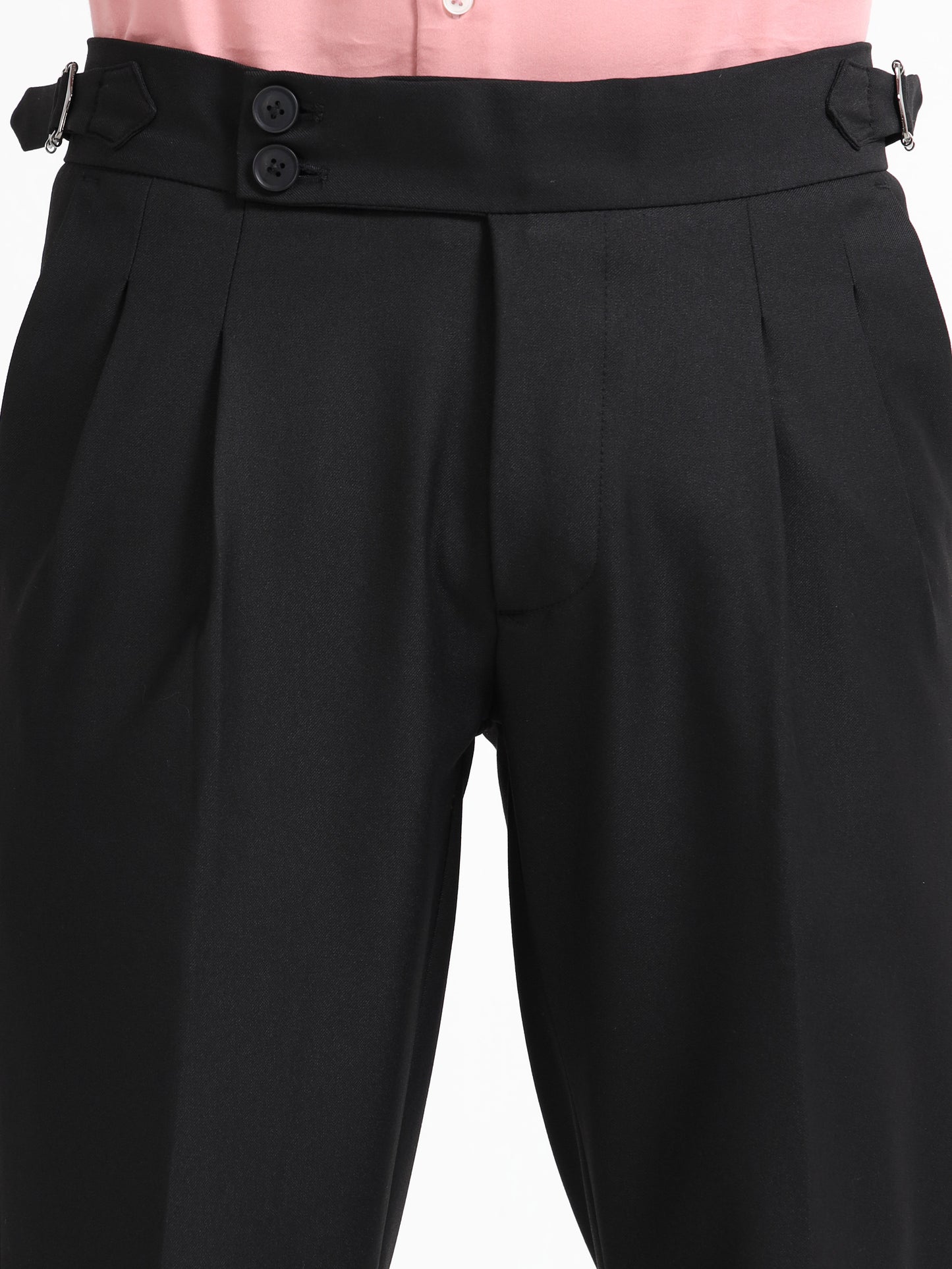 Jet Black Double Pleated - Gurkha Pants