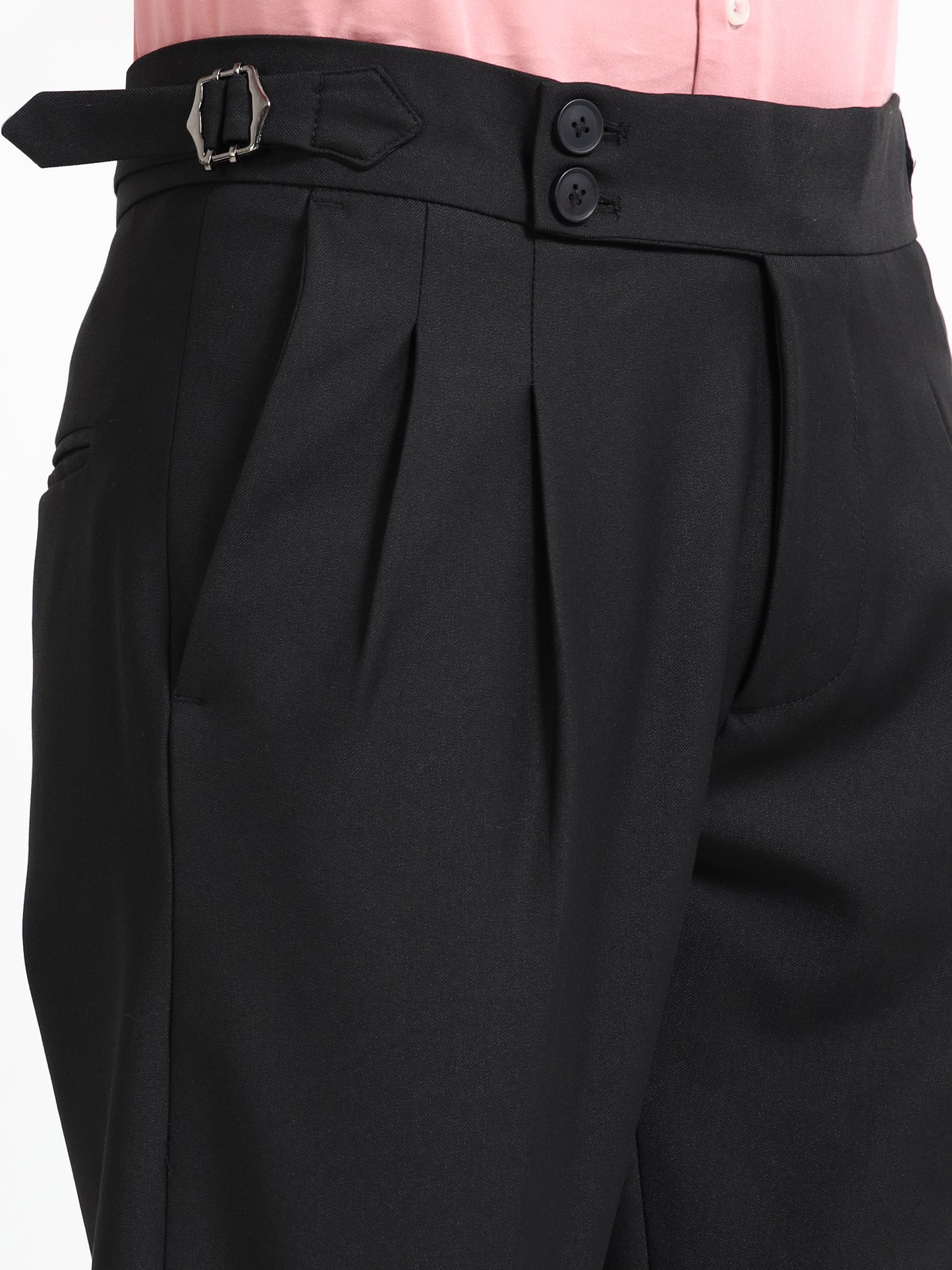 Jet Black Double Pleated - Gurkha Pants