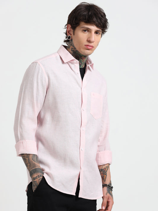 Pink Pure Linen Shirt