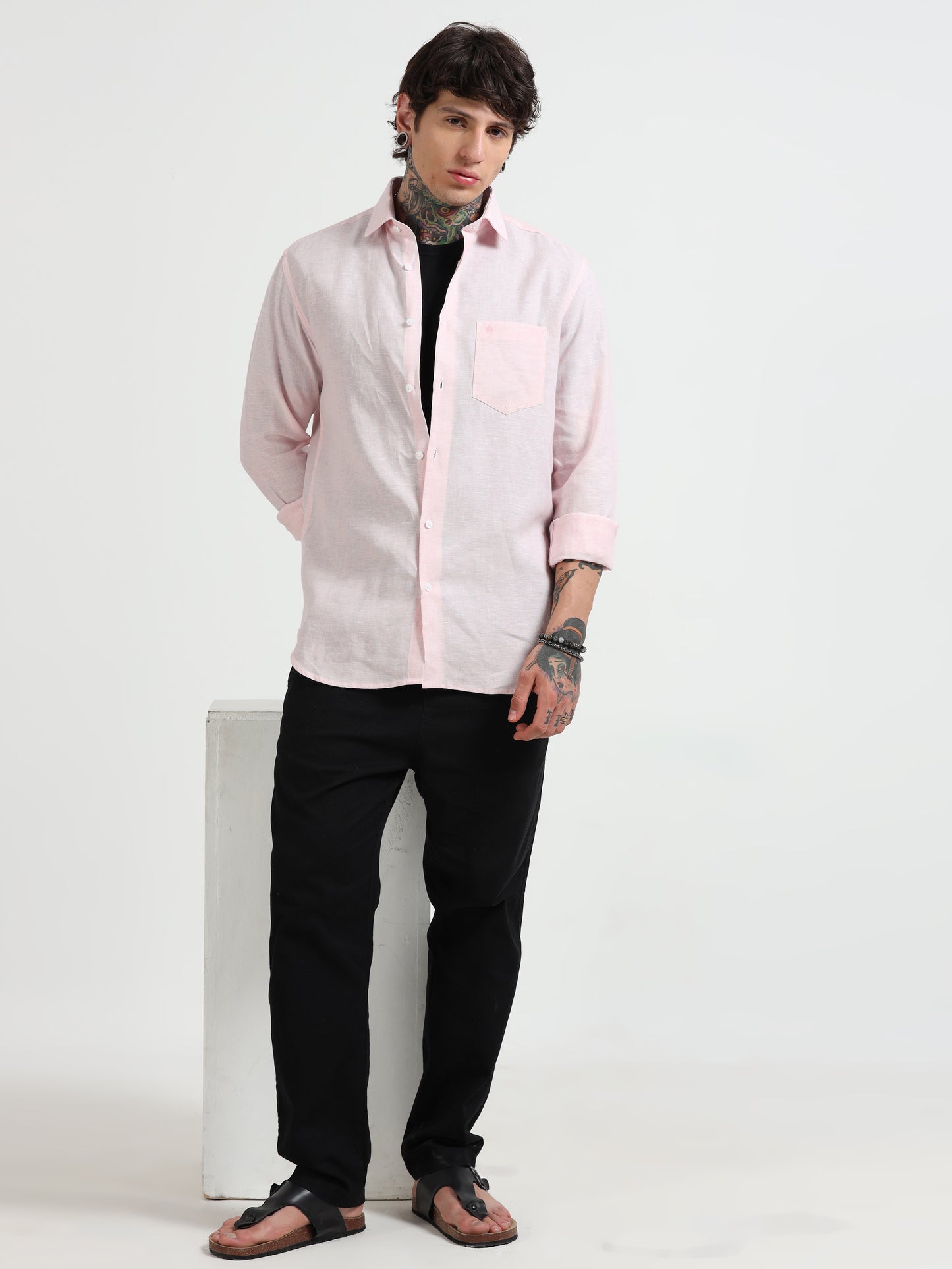 Pink Pure Linen Shirt