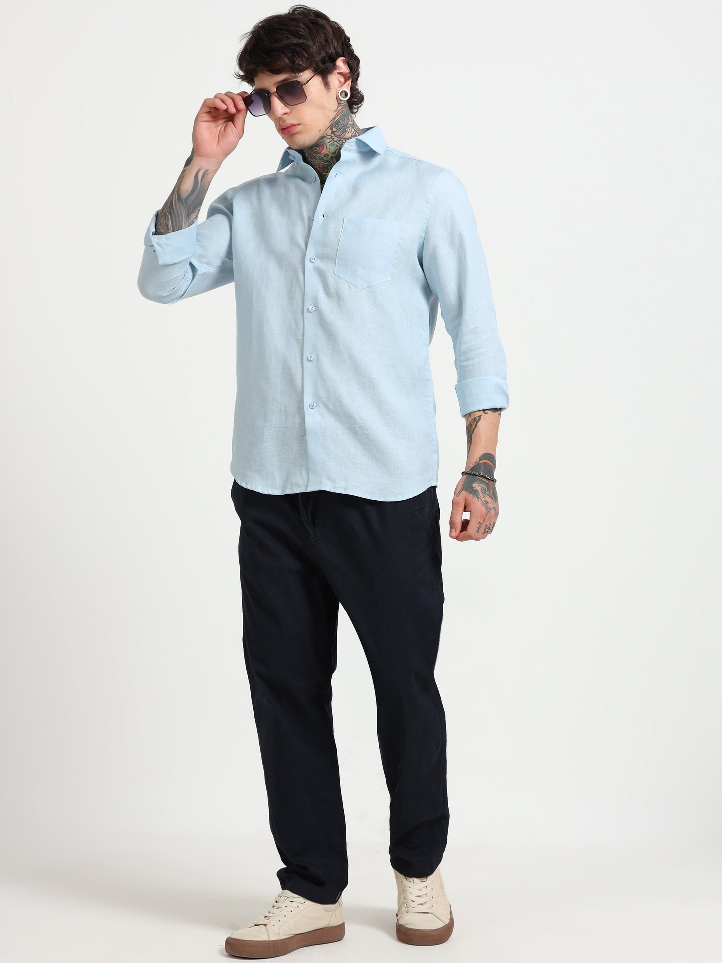 Light Blue Pure Linen Shirts