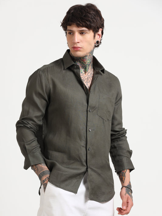 Olive Green Linen Shirts
