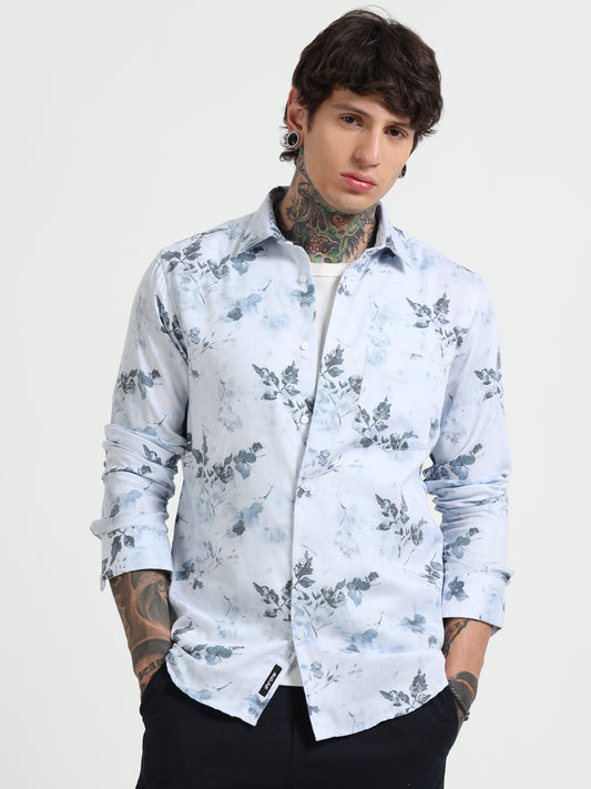 Blue Floral Print Shirt
