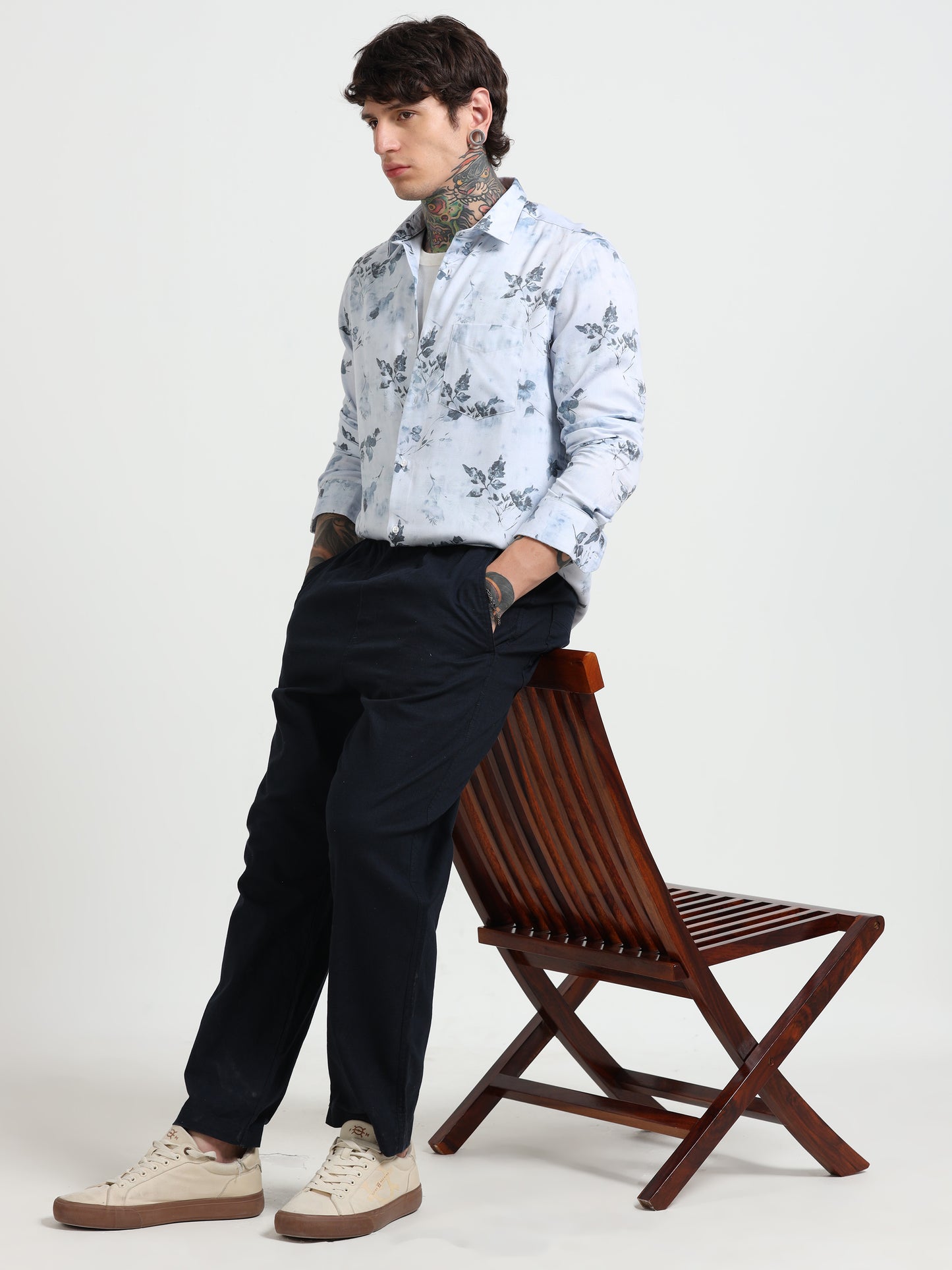 Blue Floral Print Shirt