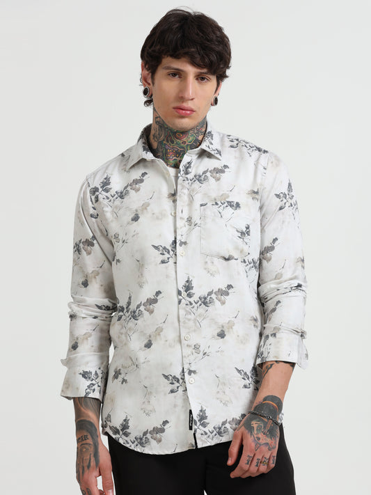 Floral Print Regular Print Shirt - White