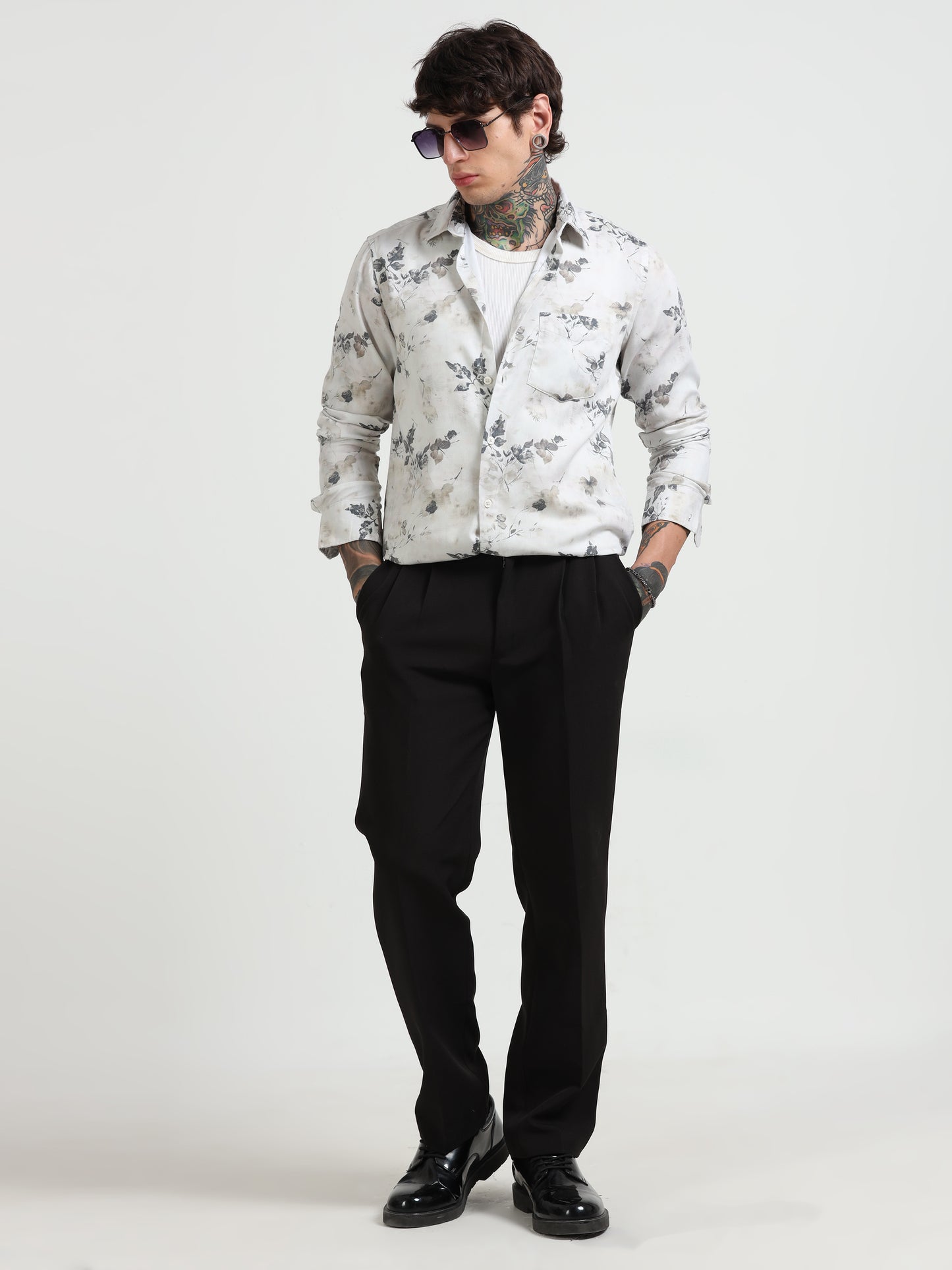 Floral Print Regular Print Shirt - White