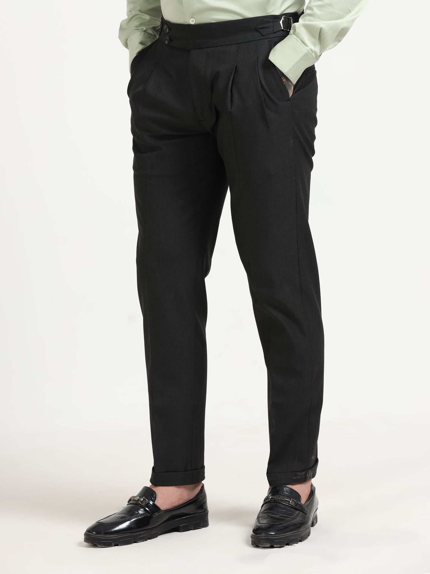 Black Double Pleated - Gurkha Pants