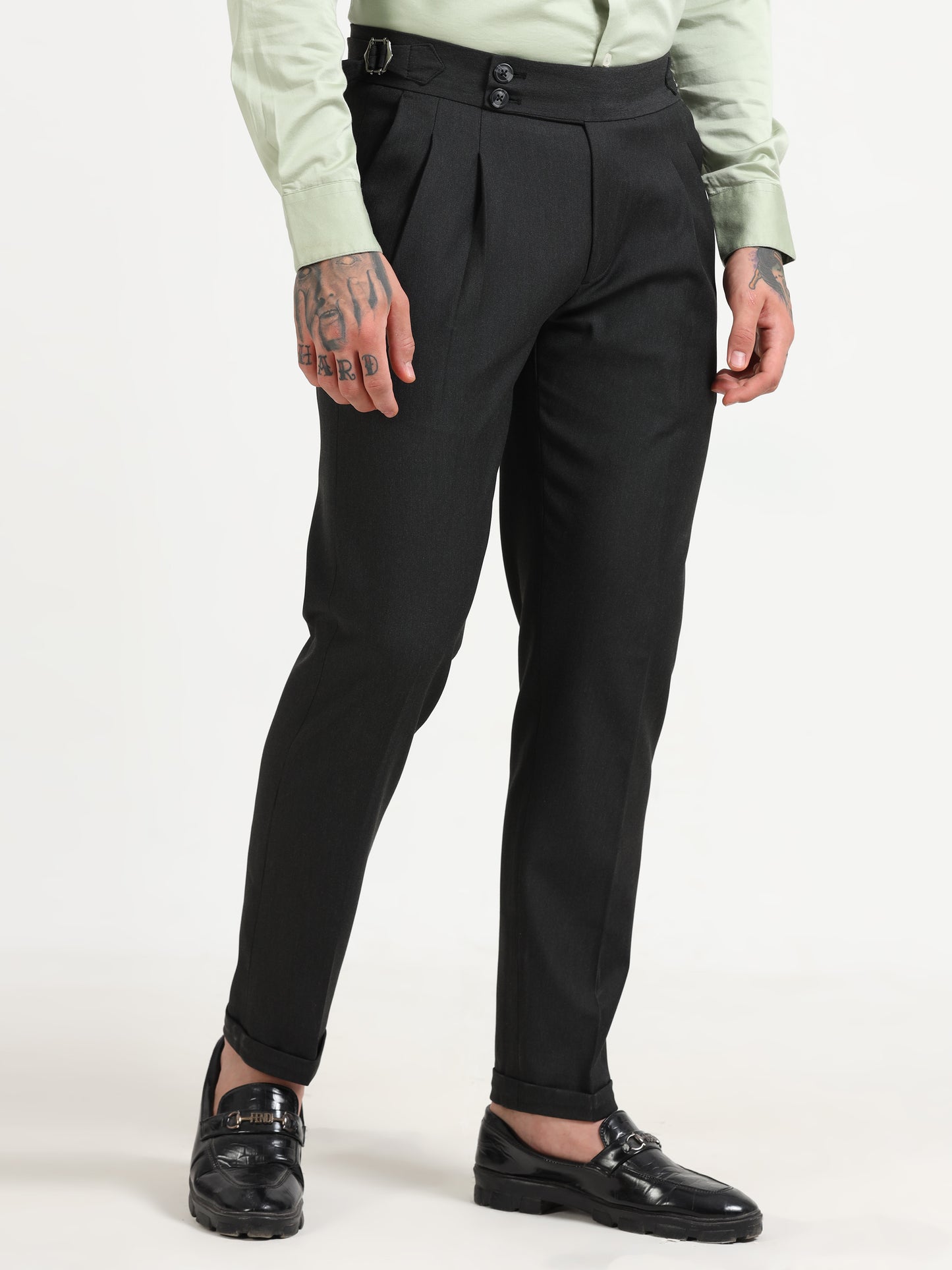 Black Double Pleated - Gurkha Pants