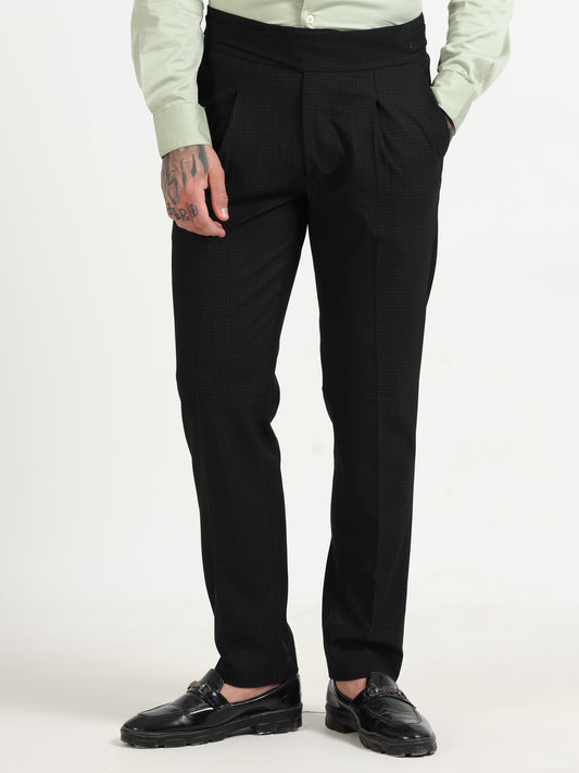 Black Micro Check Gurkha pants