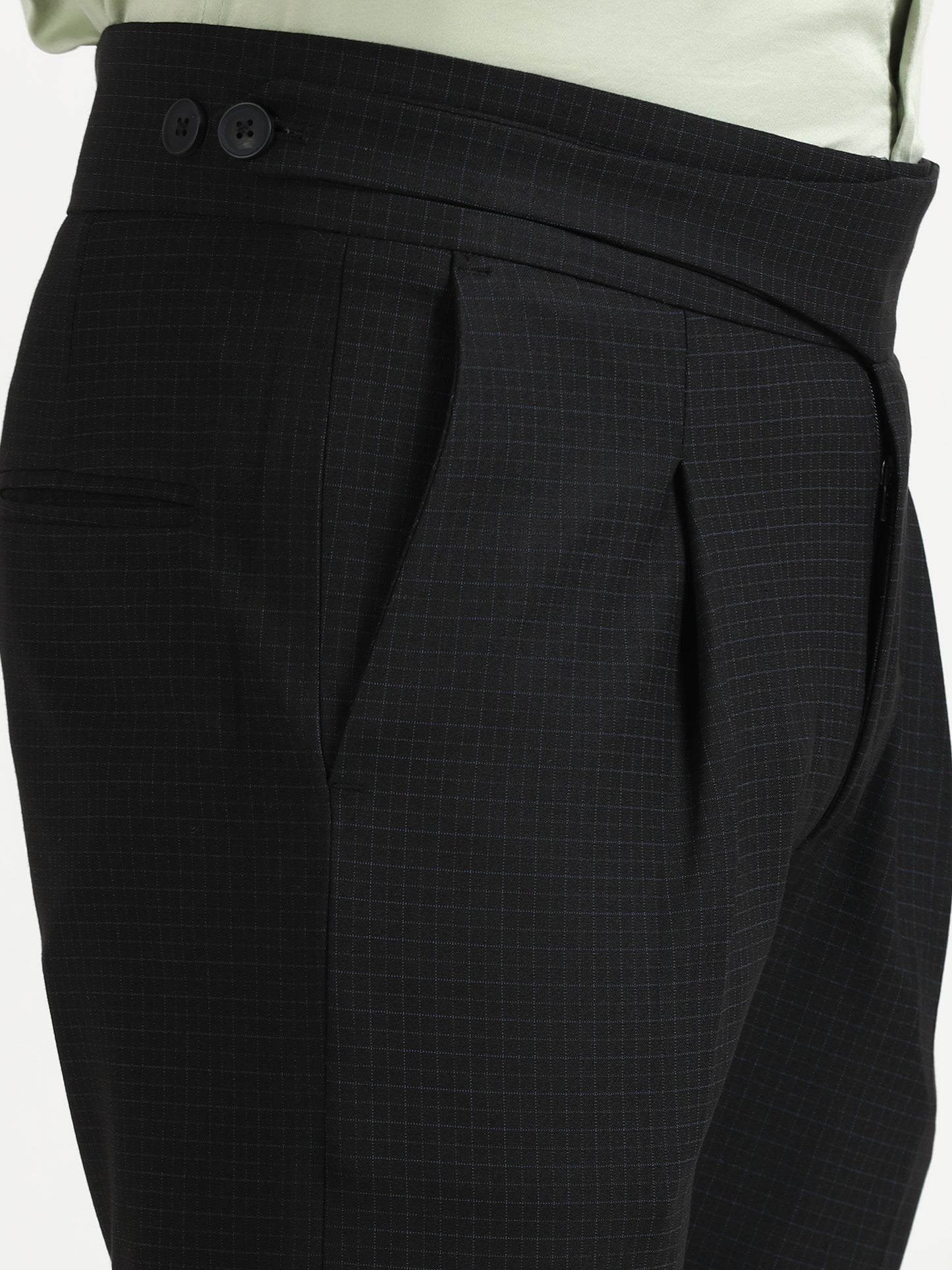 Black Micro Check Gurkha pants