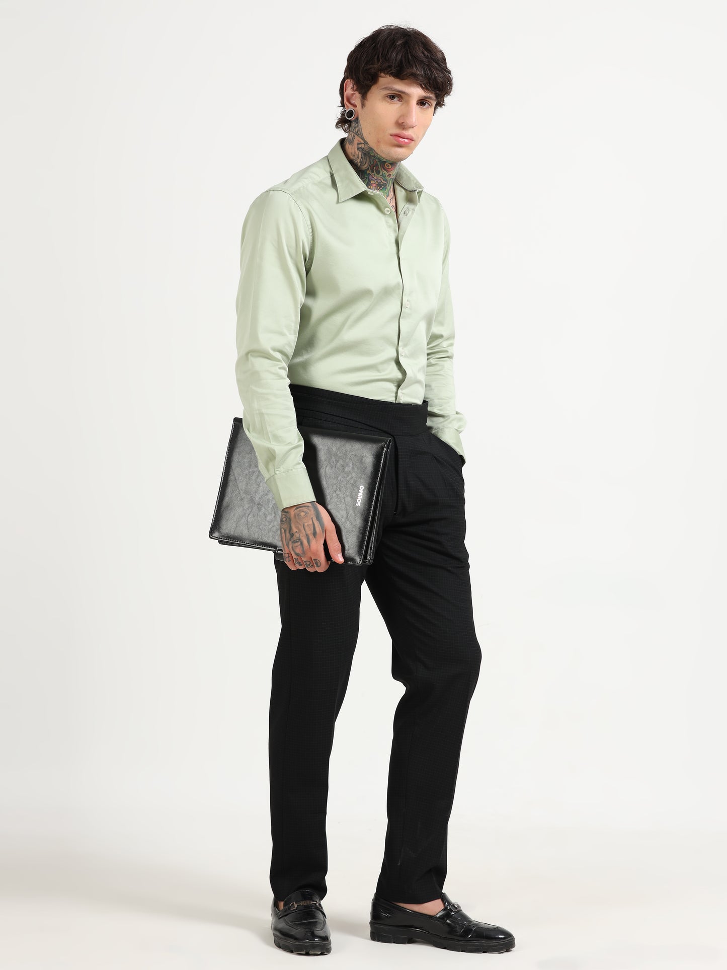 Black Micro Check Gurkha pants