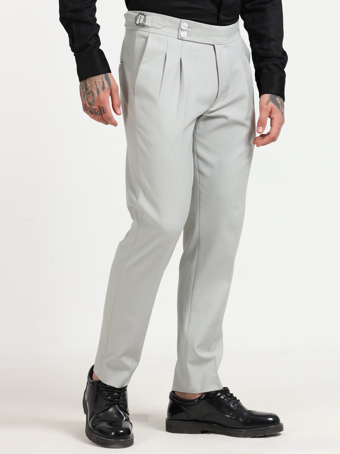 Light Grey Double Pleated - Gurkha Pants