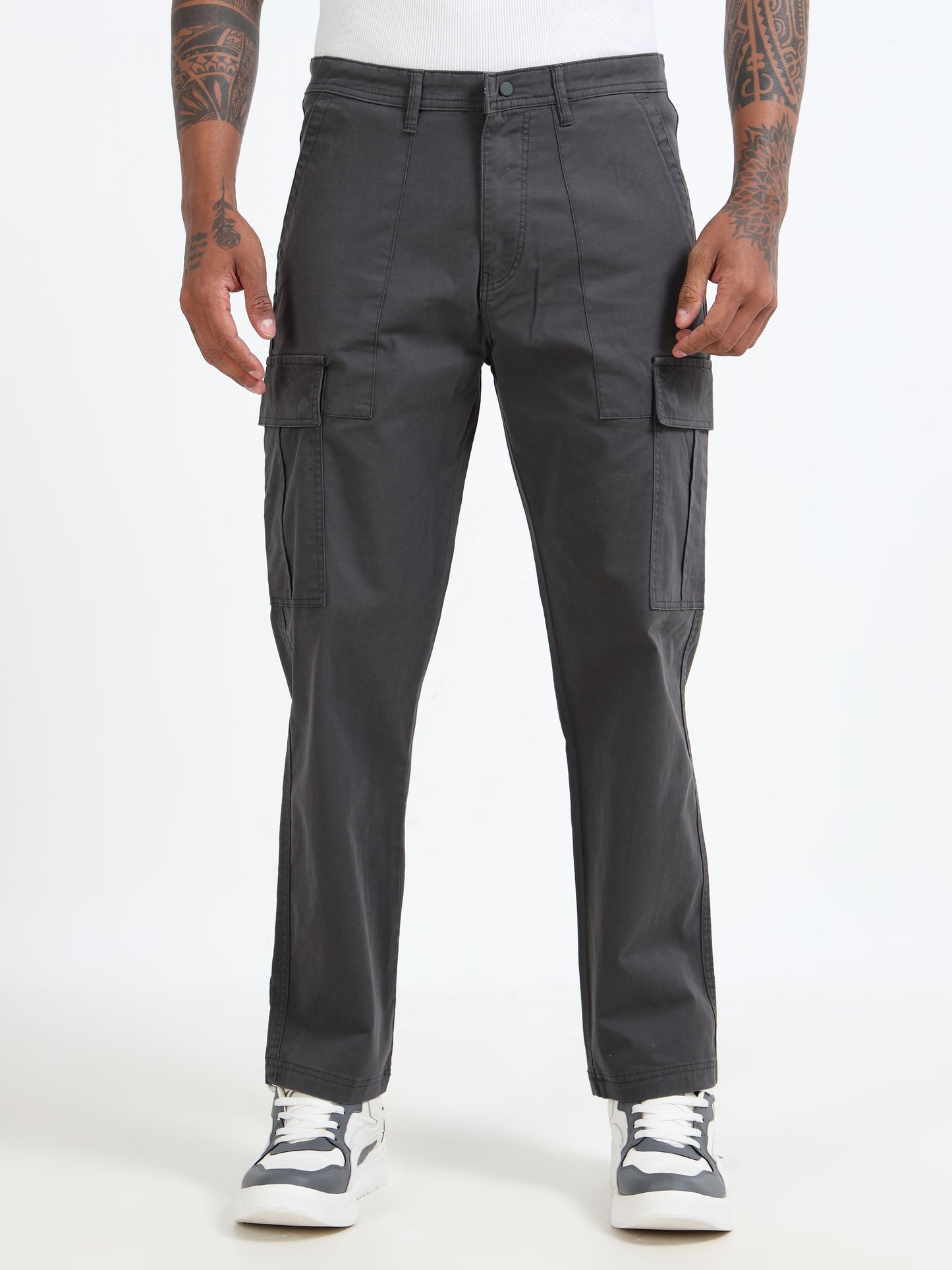 Rugged Cargo Trousers for Men - Grey