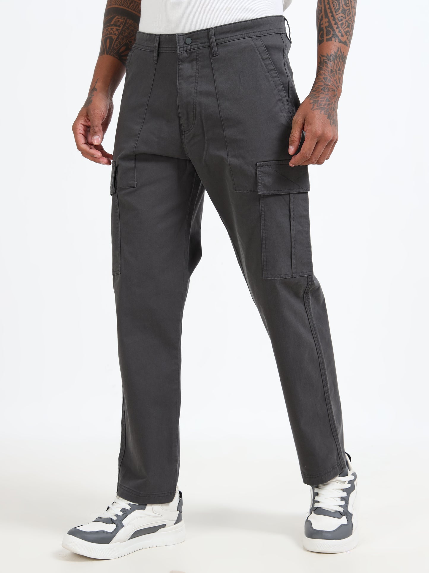 Rugged Cargo Trousers for Men - Grey