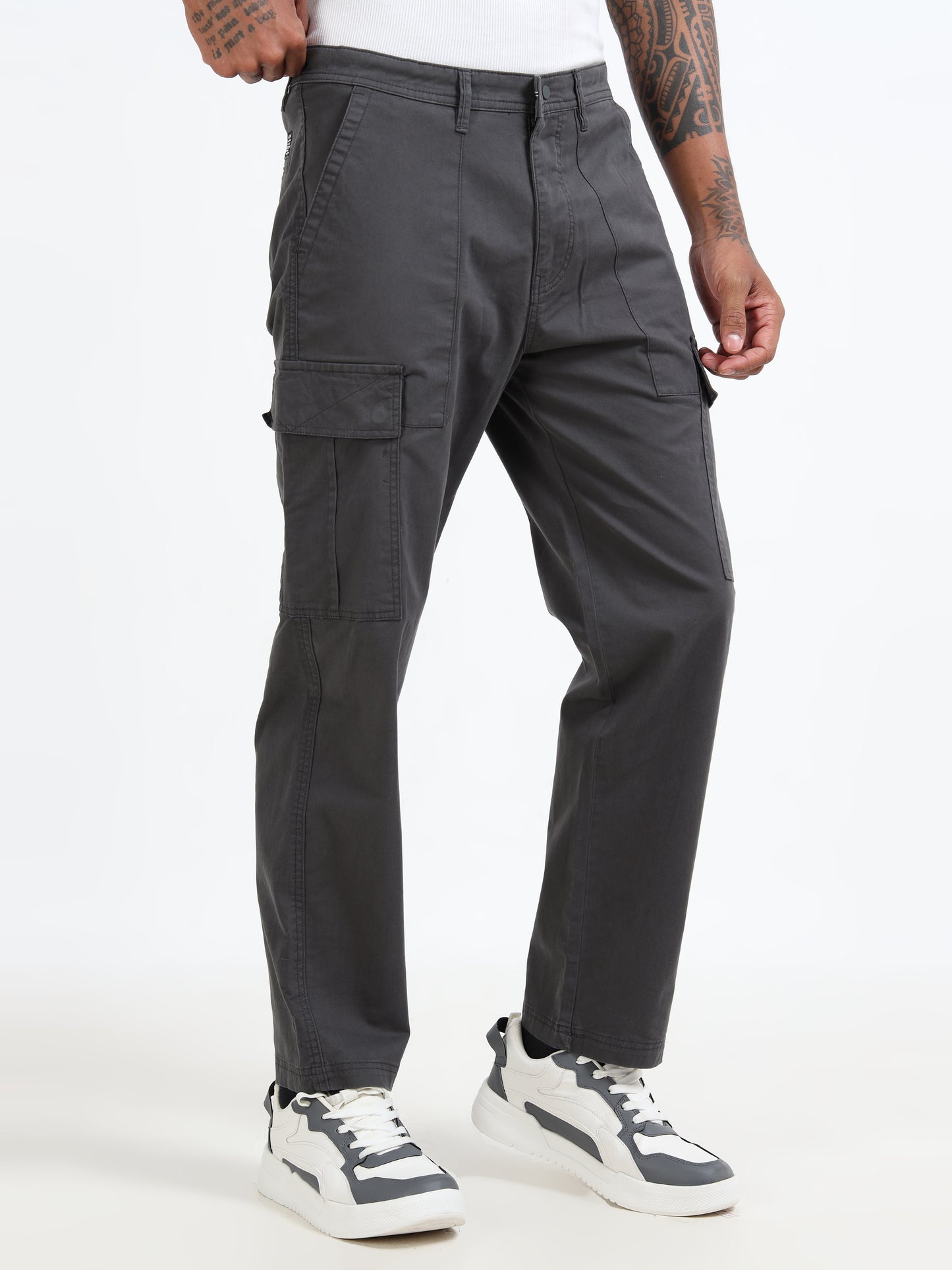 Rugged Cargo Trousers for Men - Grey