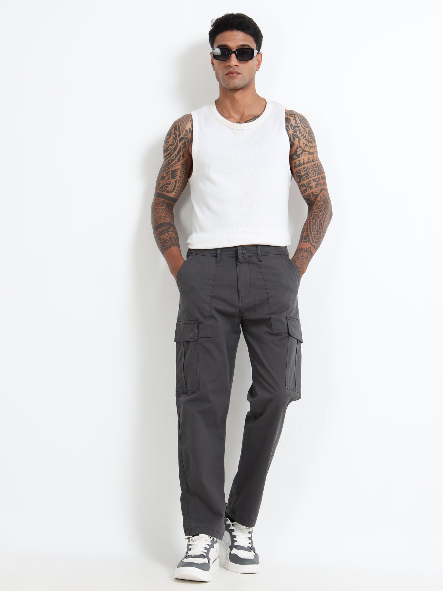 Rugged Cargo Trousers for Men - Grey