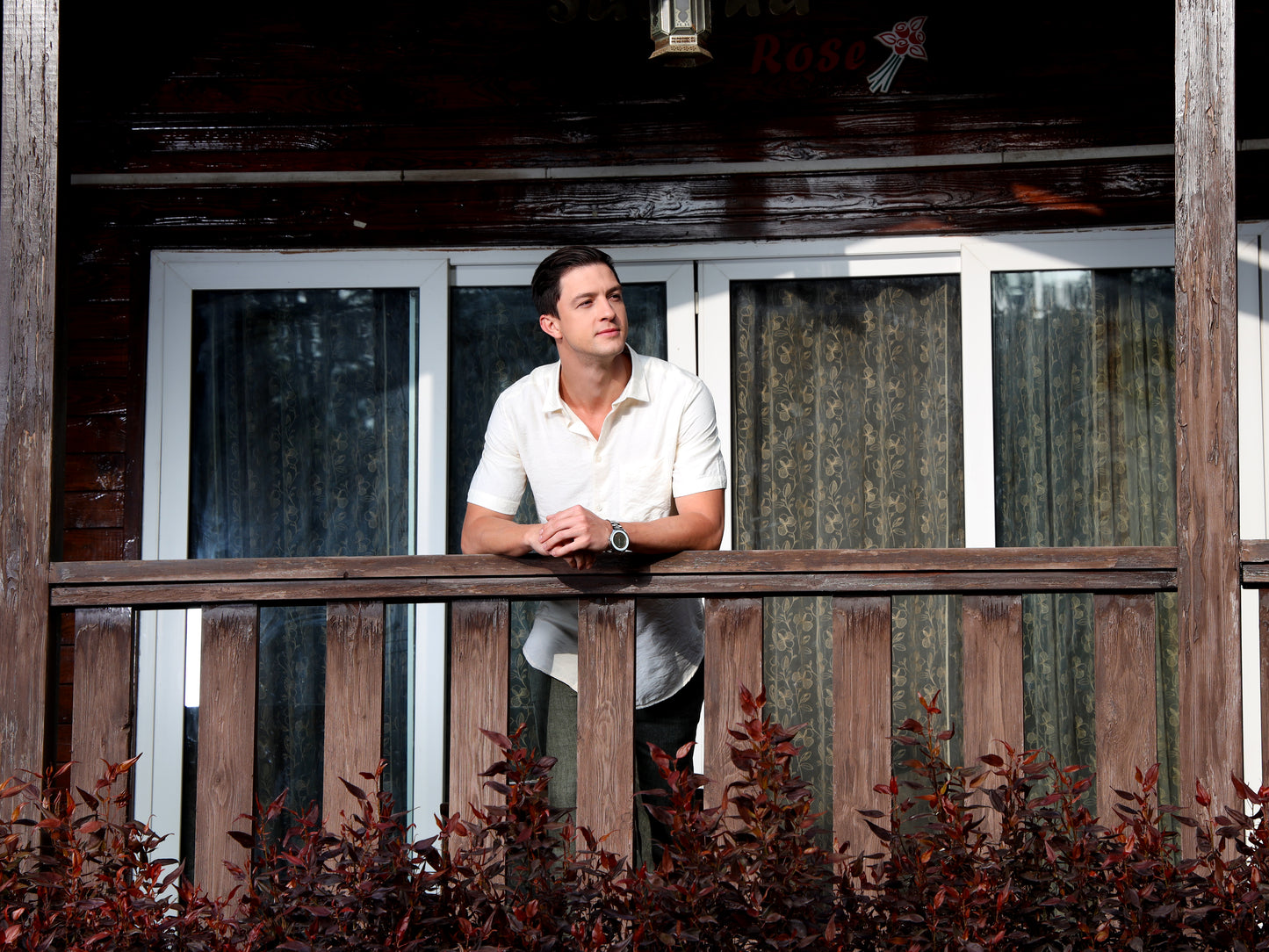 Cream Embroidery linen  Shirt