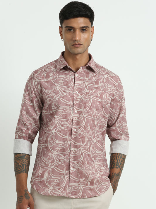 White and Pink Printed Shirt