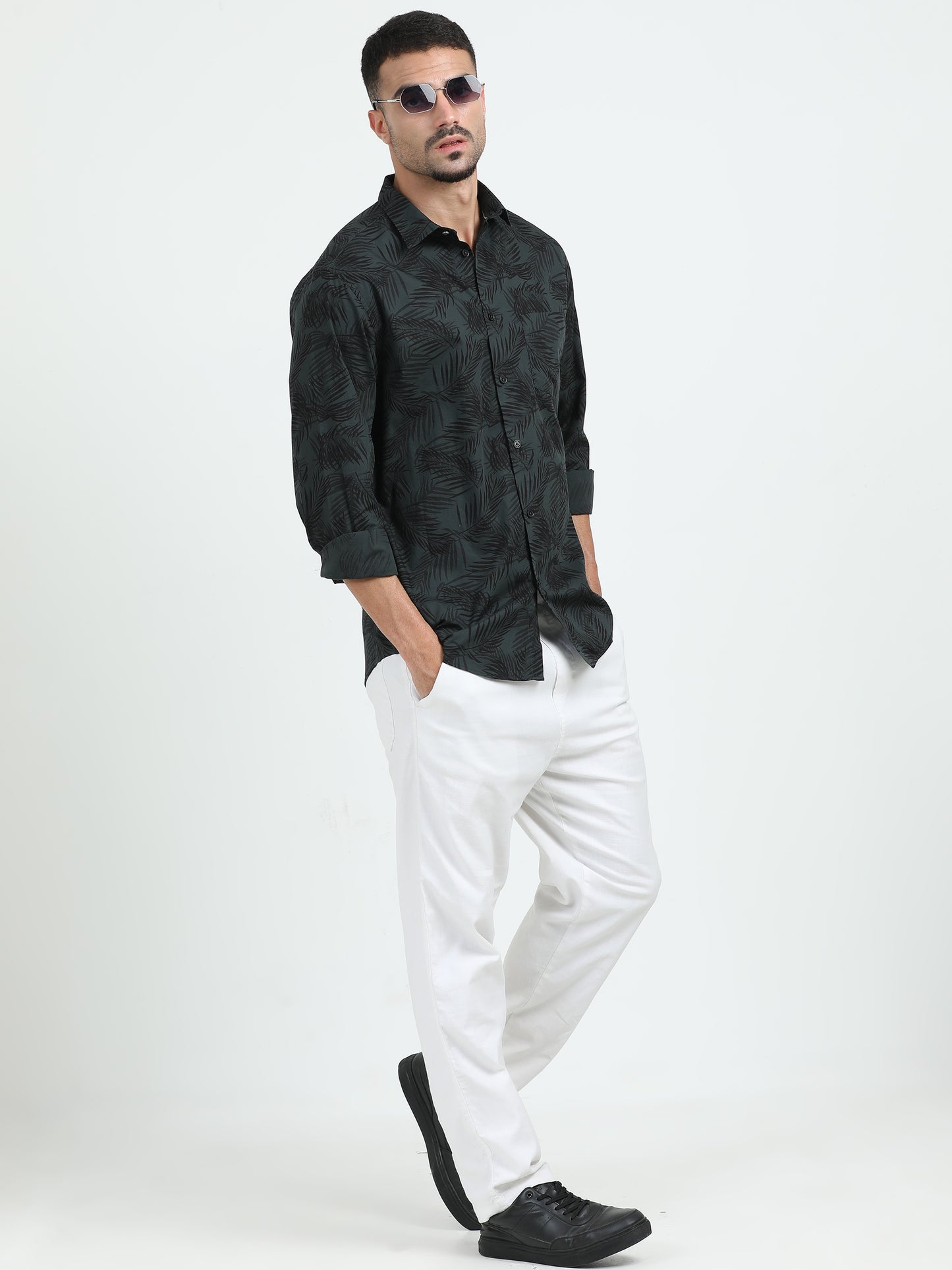 Black And Green Printed shirt