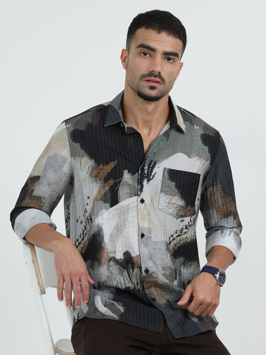 Black Grey Printed Shirt