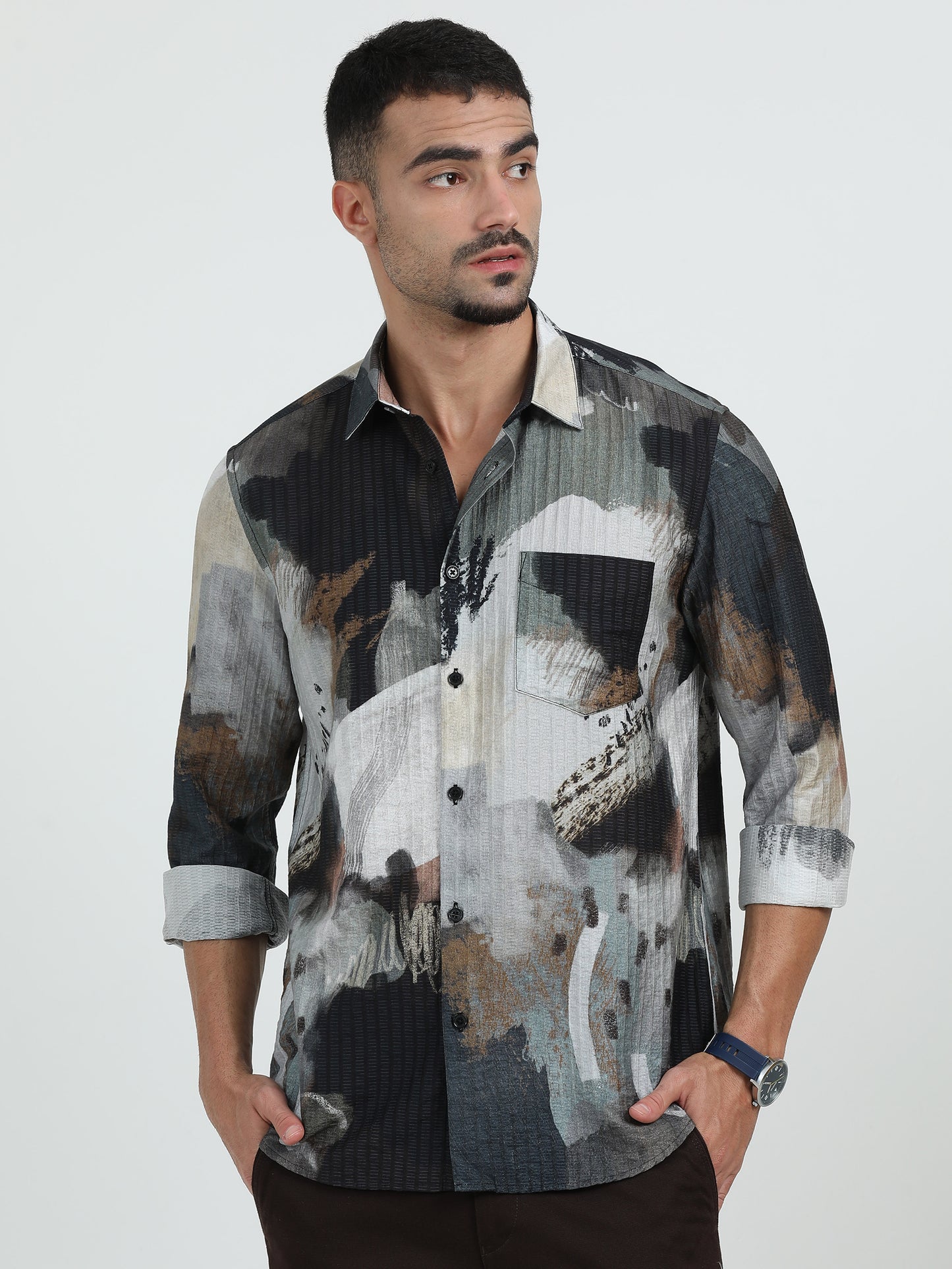 Black Grey Printed Shirt