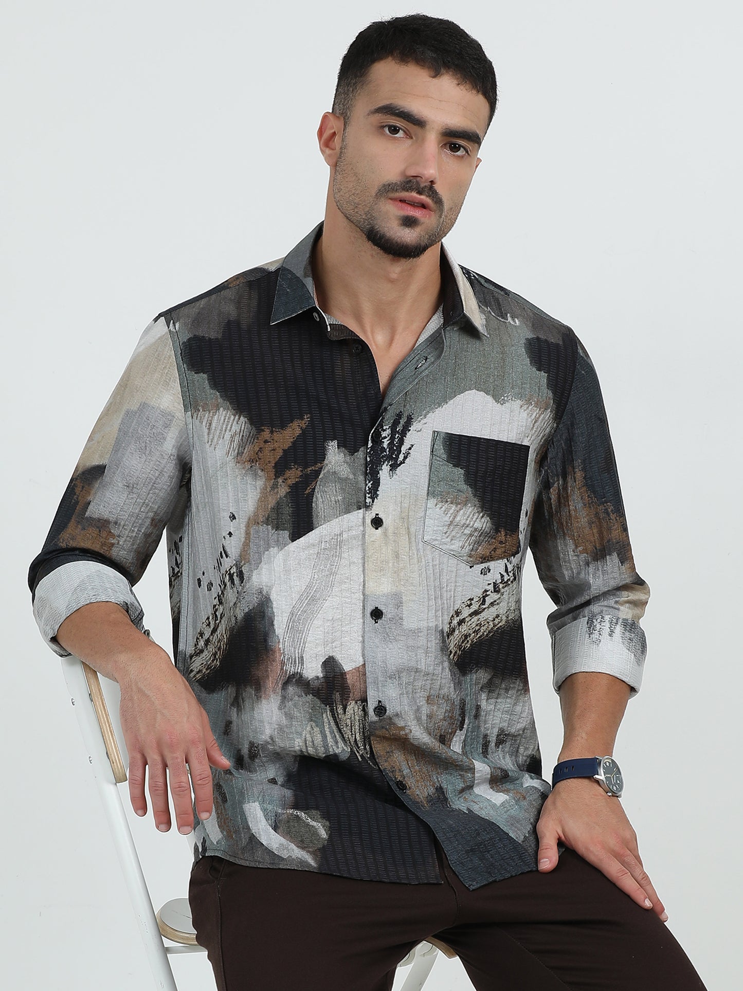 Black Grey Printed Shirt