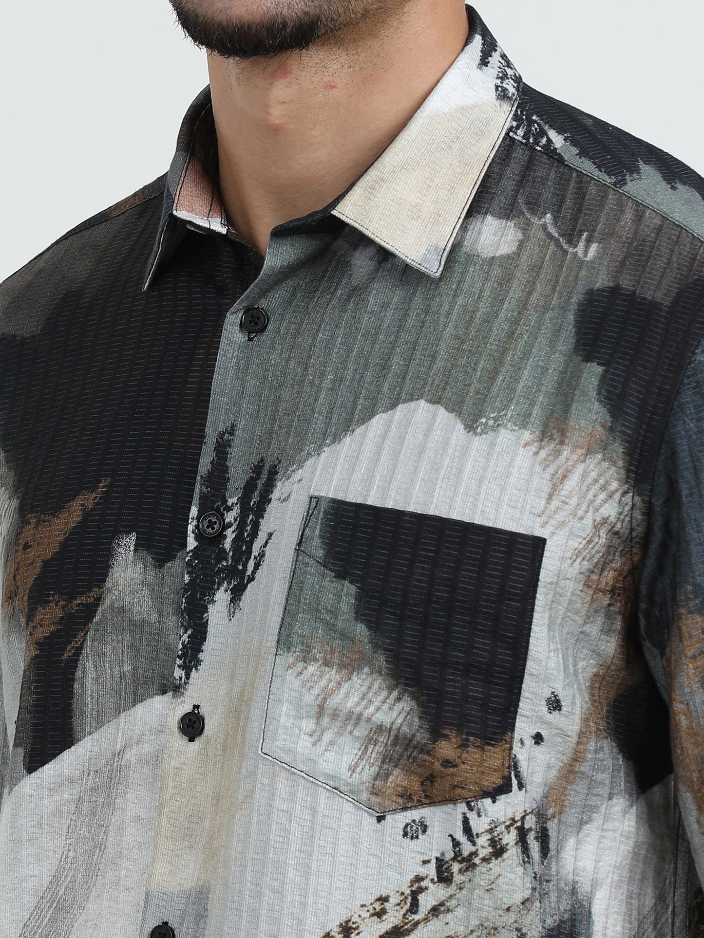 Black Grey Printed Shirt