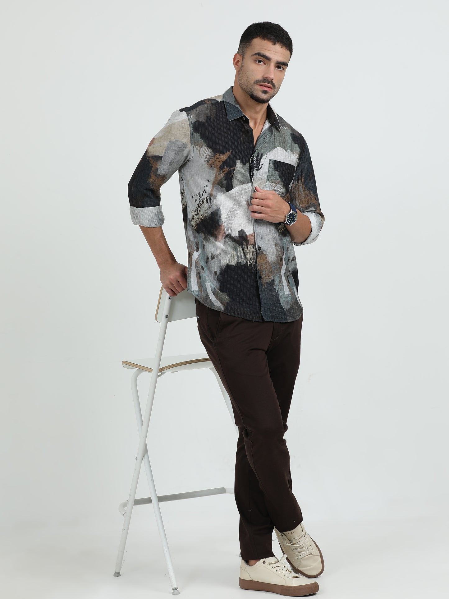 Black Grey Printed Shirt