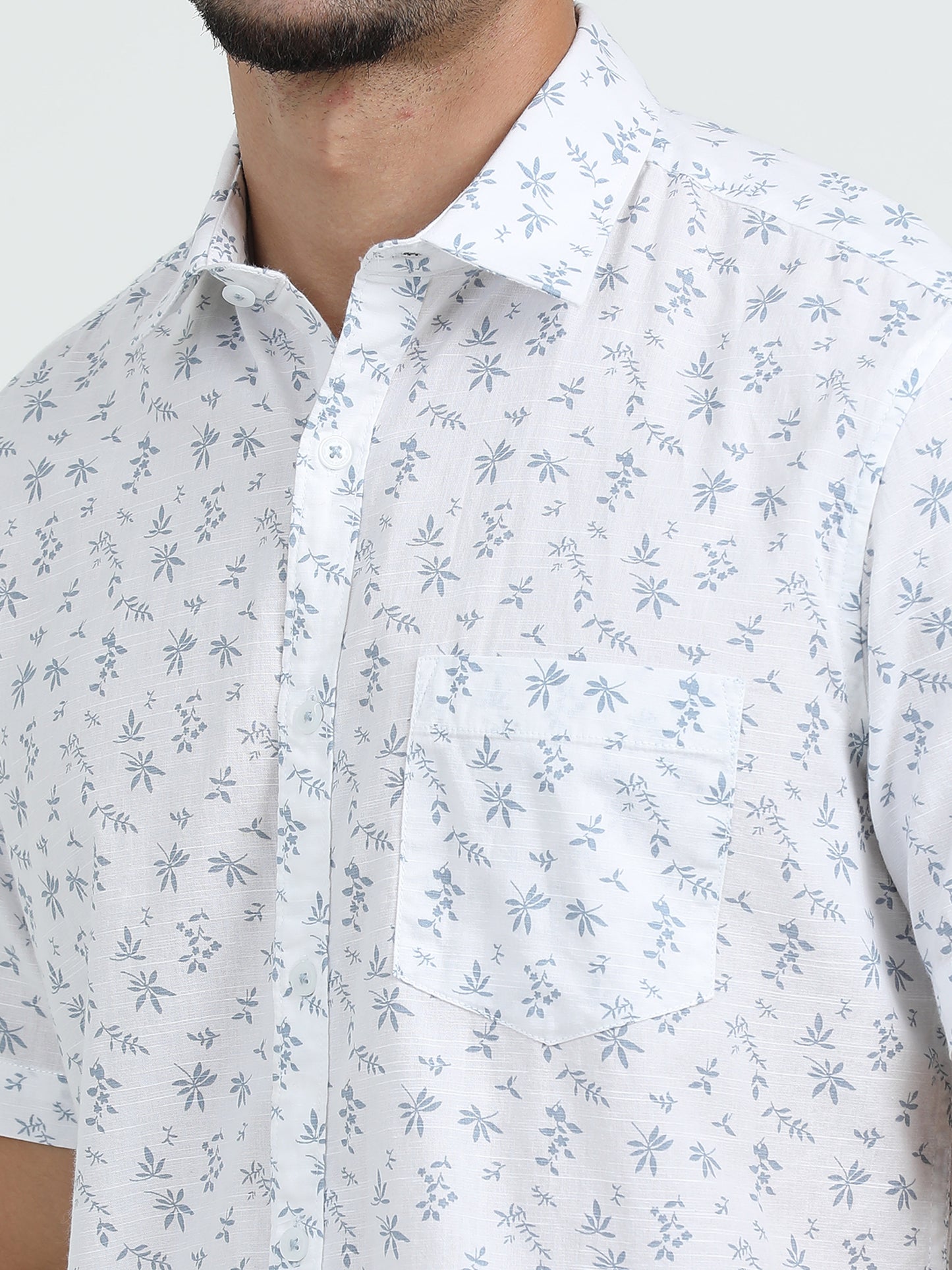 White Blue Printed Shirt