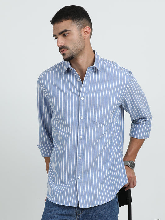 Oxford stripes half-sleeves shirt